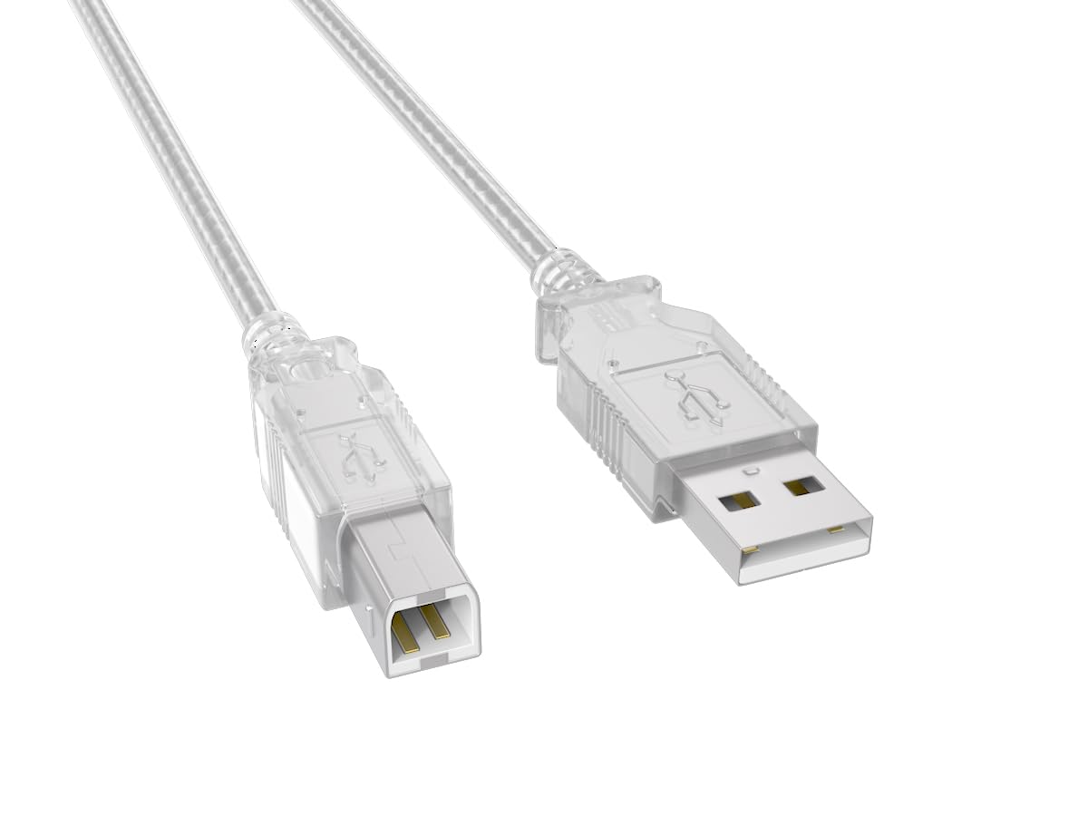 CableLeader 3ft USB 2.0 A Male to B Male Printer Cable - High Speed Data Transfer for Printers, Scanners, Hard Drives - Clear Durable Design for Office & Home Use