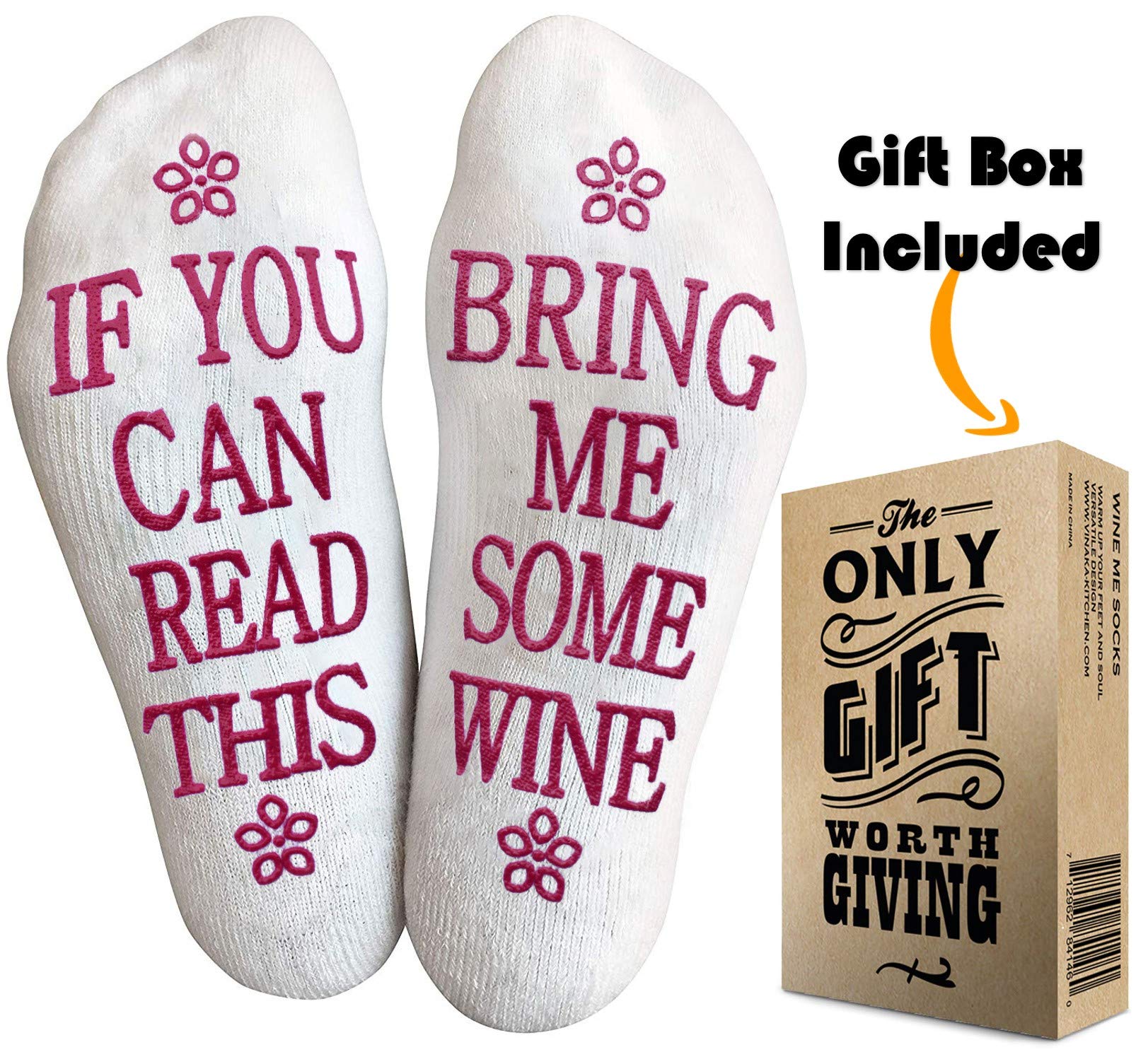 Funny Wine Socks for Women - Cute Wine Lover Gifts & Accessories - Unique Present for Mom, Birthday, Christmas - Cozy Novelty Socks for Wine Enthusiasts, Parties & Relaxing at Home