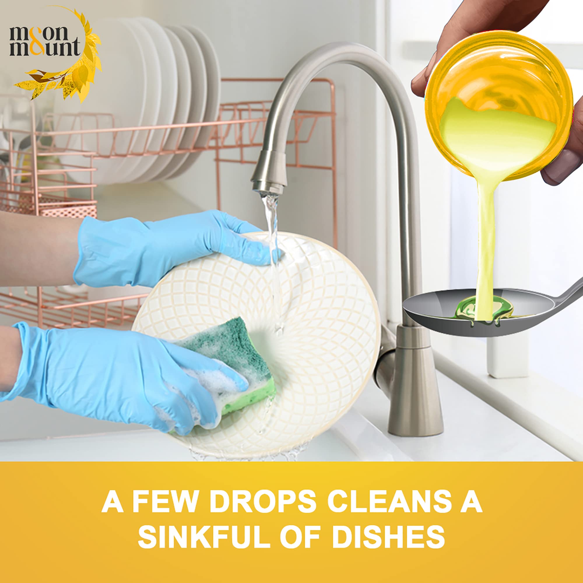 Moon & Mount Dishwashing Liquid Gel - 5L Refill with Lime & Basil Fragrance | Residue-Free | Lemon Scented | Perfect for Kitchen, Restaurant & Commercial Use