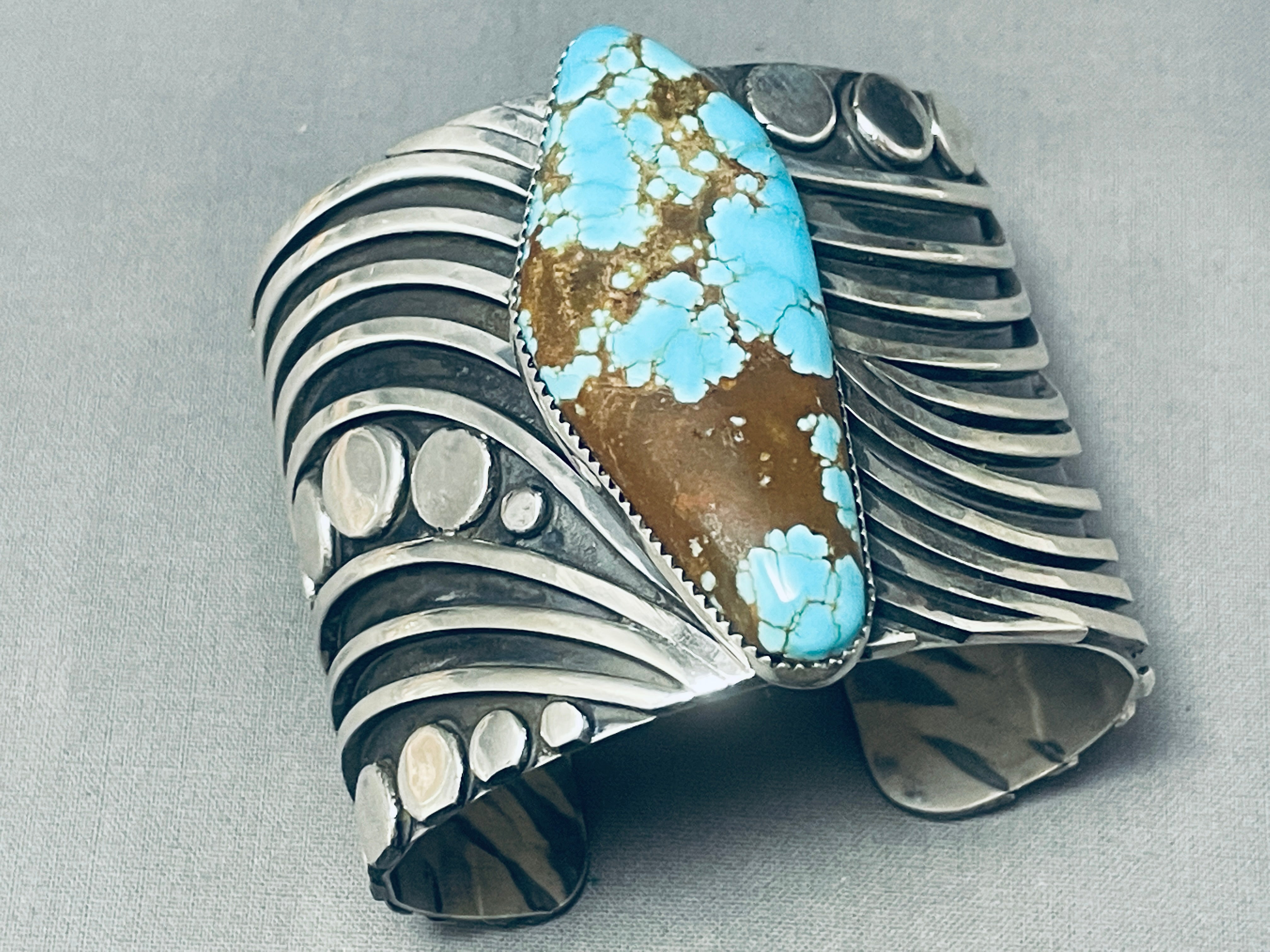 140 Grams Heavy Swirl #8 Turquoise Sterling Silver Bracelet for Women - Handmade Boho Jewelry Gift for Birthday, Anniversary & Special Occasions