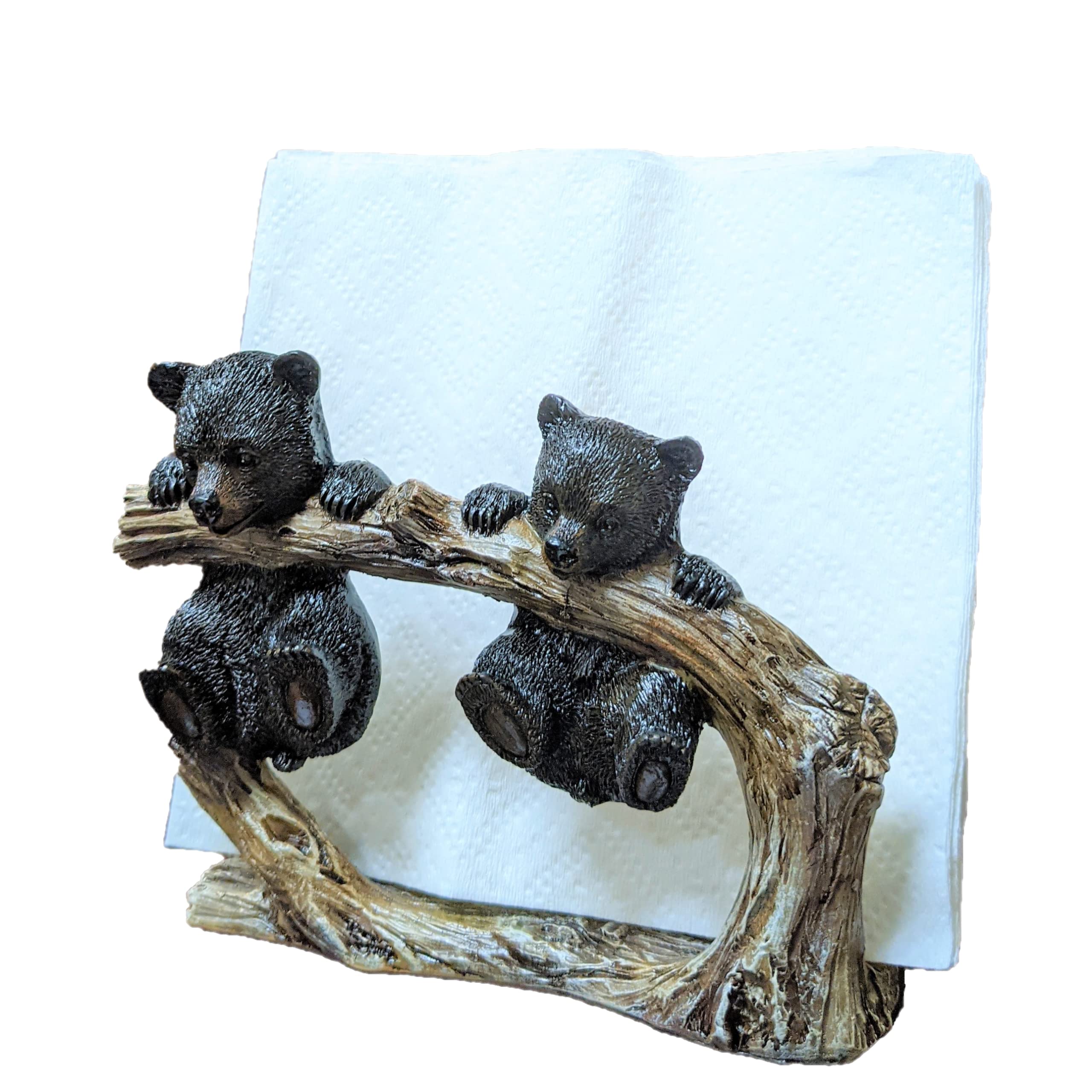Cute Bear Cubs Hanging on Tree Branch Decorative Napkin Holder & Mail Organizer - Perfect for Kitchen, Office, and Home Decor