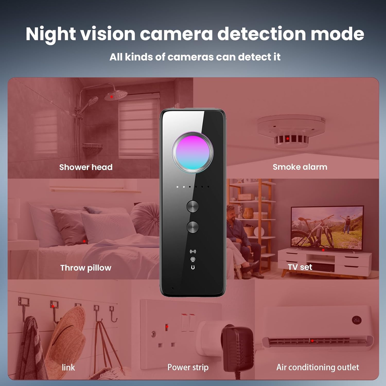 Professional Hidden Camera Detector & GPS Tracker Finder - 6 Sensitivity Levels, 4 Detection Modes, 10-Week Battery Life for Hotels, Airbnb, Offices & Travel Security