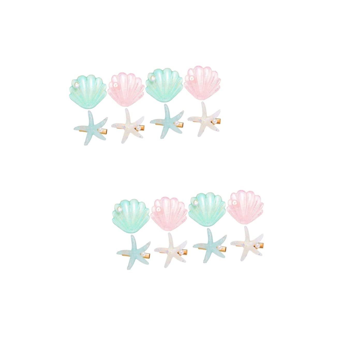 Minkissy 2 Sets Mermaid Seashell Hair Clips for Girls - 16pcs Shell Barrettes Hair Accessories for Beach Party, Wedding, Birthday & Summer Outfits