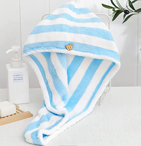 Super Absorbent Microfiber Hair Towel Wrap for Women - Quick Dry, Lightweight & Soft Hair Turban for Wet Hair (Blue) | Perfect for Post-Shower, Salon Styling & Travel