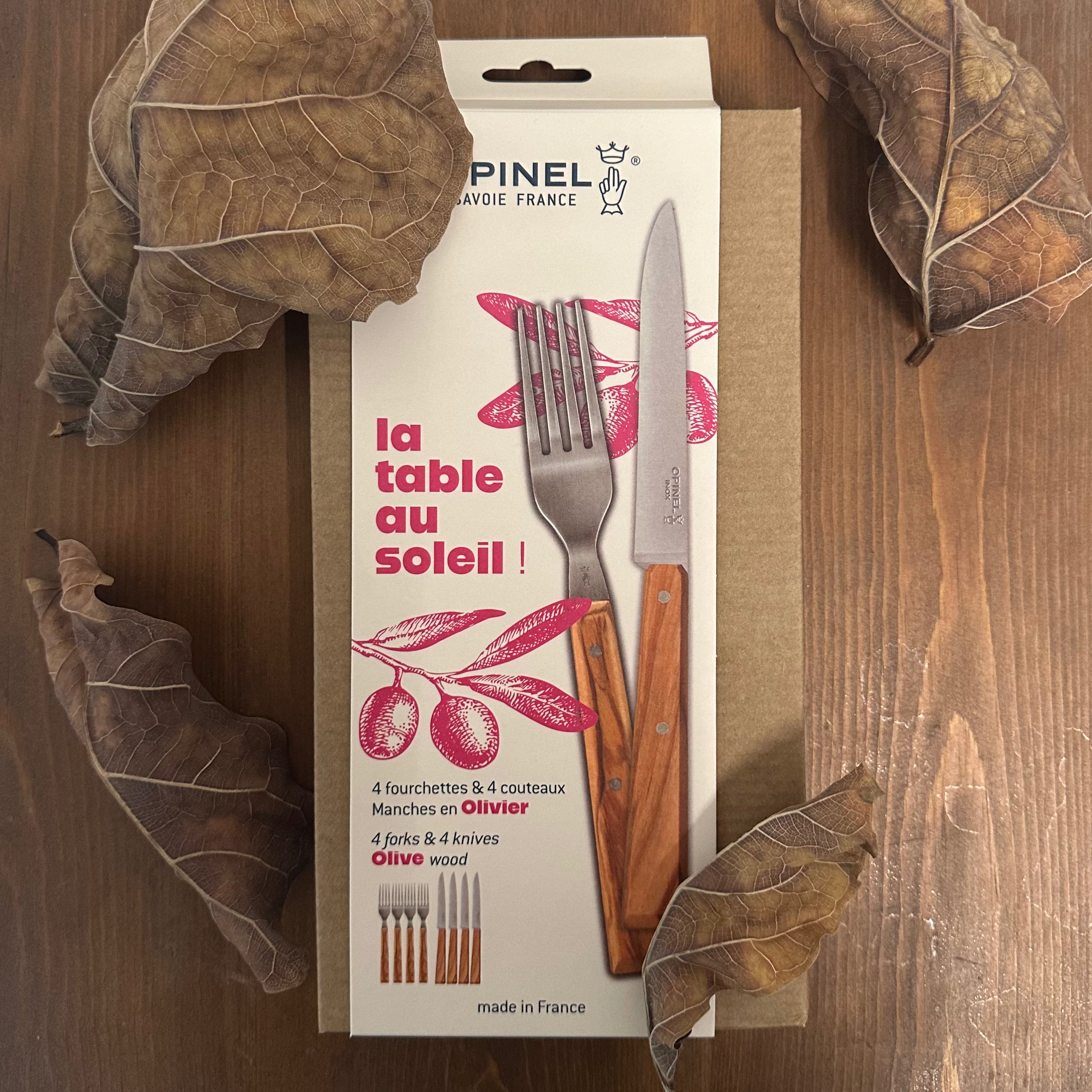 Opinel 8-Piece Box Set - Stainless Steel Forks & Knives for Camping, Picnics, and Outdoor Dining
