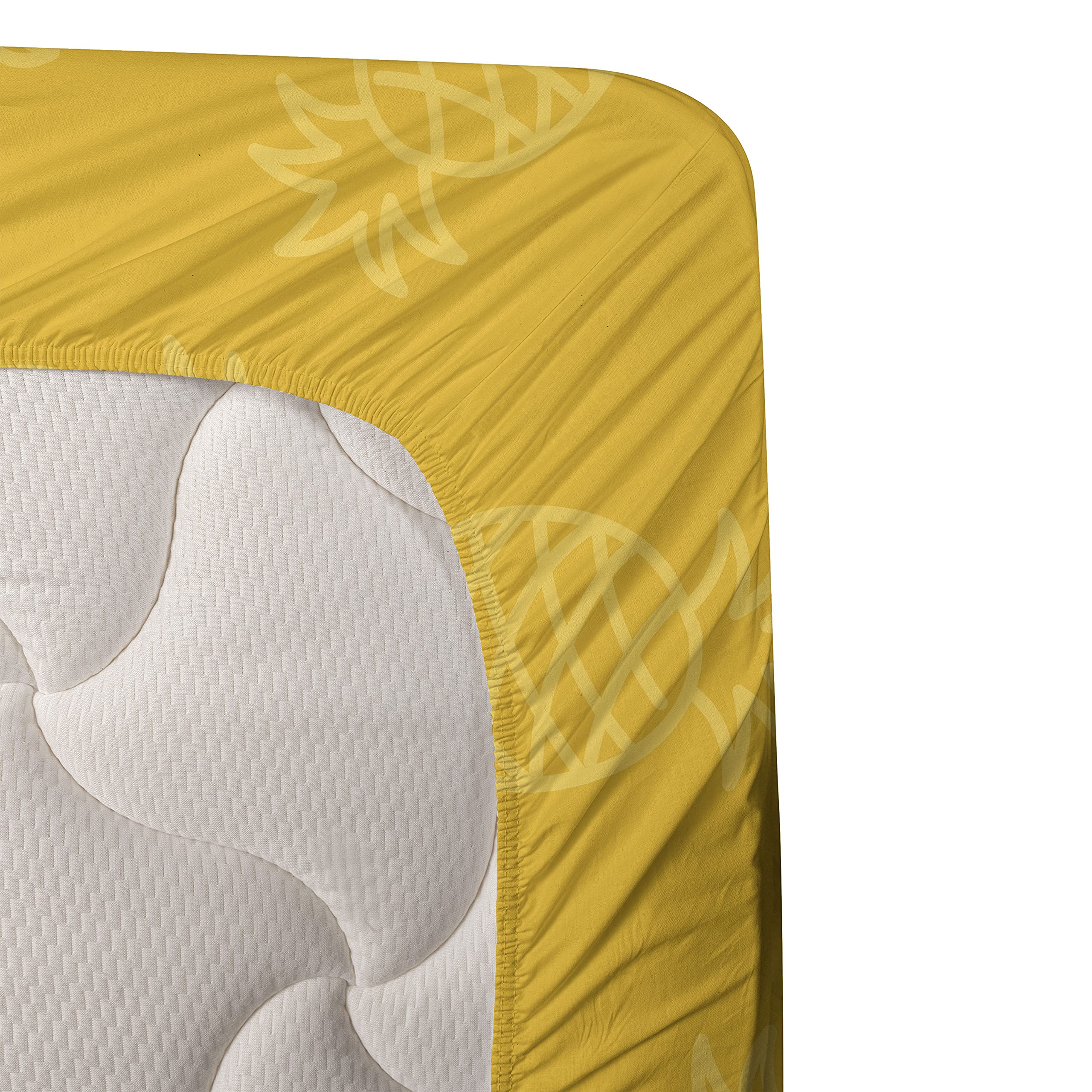 Ambesonne Yellow & White King Size 4-Piece Sheet Set - Tropical Pineapple Hawaiian Design, Fitted & Flat Sheets with Pillowcases - Soft Bedding for Summer, Beach House Decor, Guest Room & Vacation Home Essentials