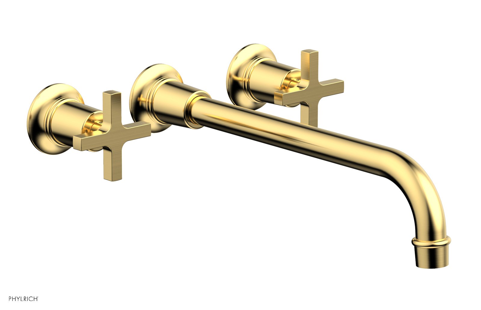 HEX MODERN 12-Inch Wall Mounted Lavatory Faucet Set with Cross Handles - Bathroom Sink Faucet for Modern Homes, Hotels, and Commercial Spaces (Model 501-13-12)