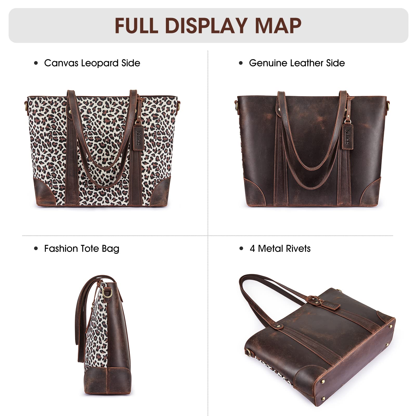 Stylish Kattee Leather Tote Bags for Women - Large Work Purse & Shoulder Crossbody Handbag | Perfect for Office, Travel & Everyday Use