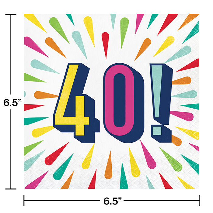 40-Pack Colorful Birthday Burst Luncheon Napkins - Premium Disposable Party Napkins for Birthday Celebrations, Baby Showers & Special Events