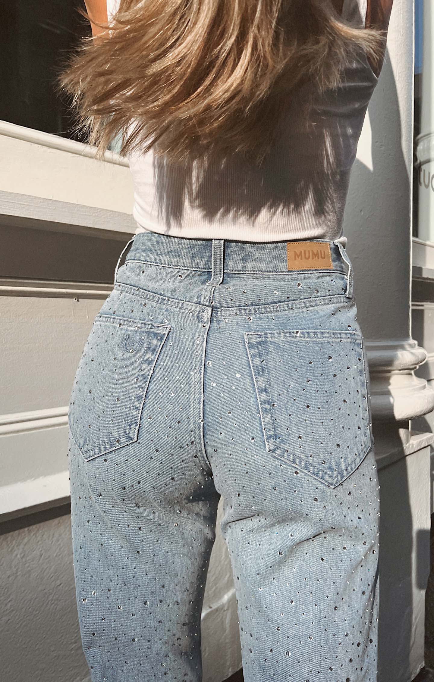 Icon Jeans - Embellished Indigo Denim Jeans for Women | High Waist Skinny Jeans with Rhinestone Details | Perfect for Casual Wear, Night Out & Date Night