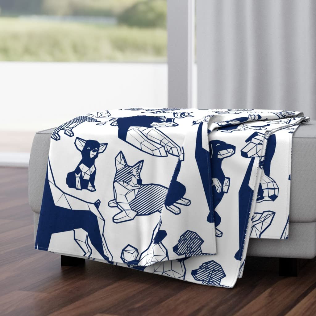 Premium Plush Minky Throw Blanket 50x70 Inches - Large Geometric Dog Breeds Design for Pet Lovers | Soft Cozy Blanket for Bed, Sofa & Gift Giving