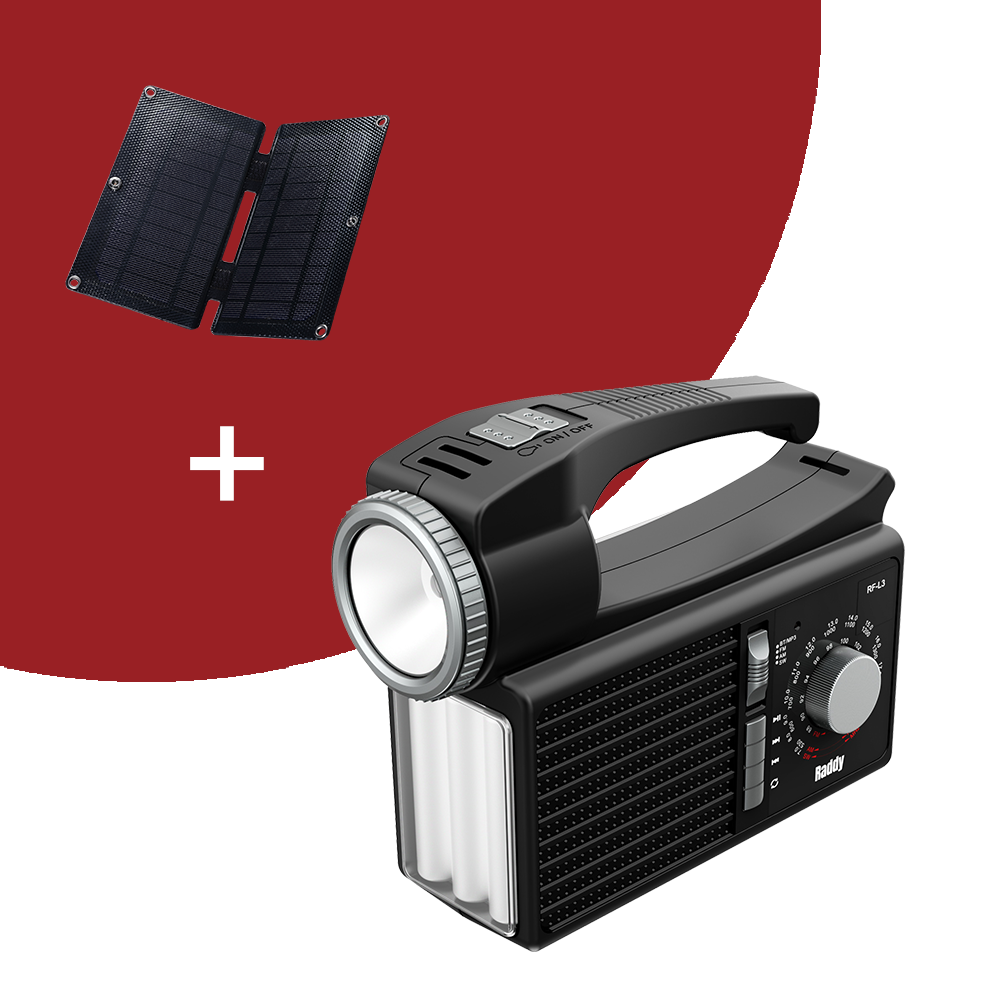 Raddy RF L3 Portable Solar Generator with Solar Panel - 300W Power Station, Flashlight & Music Player for Camping, Emergency Backup & Outdoor Adventures