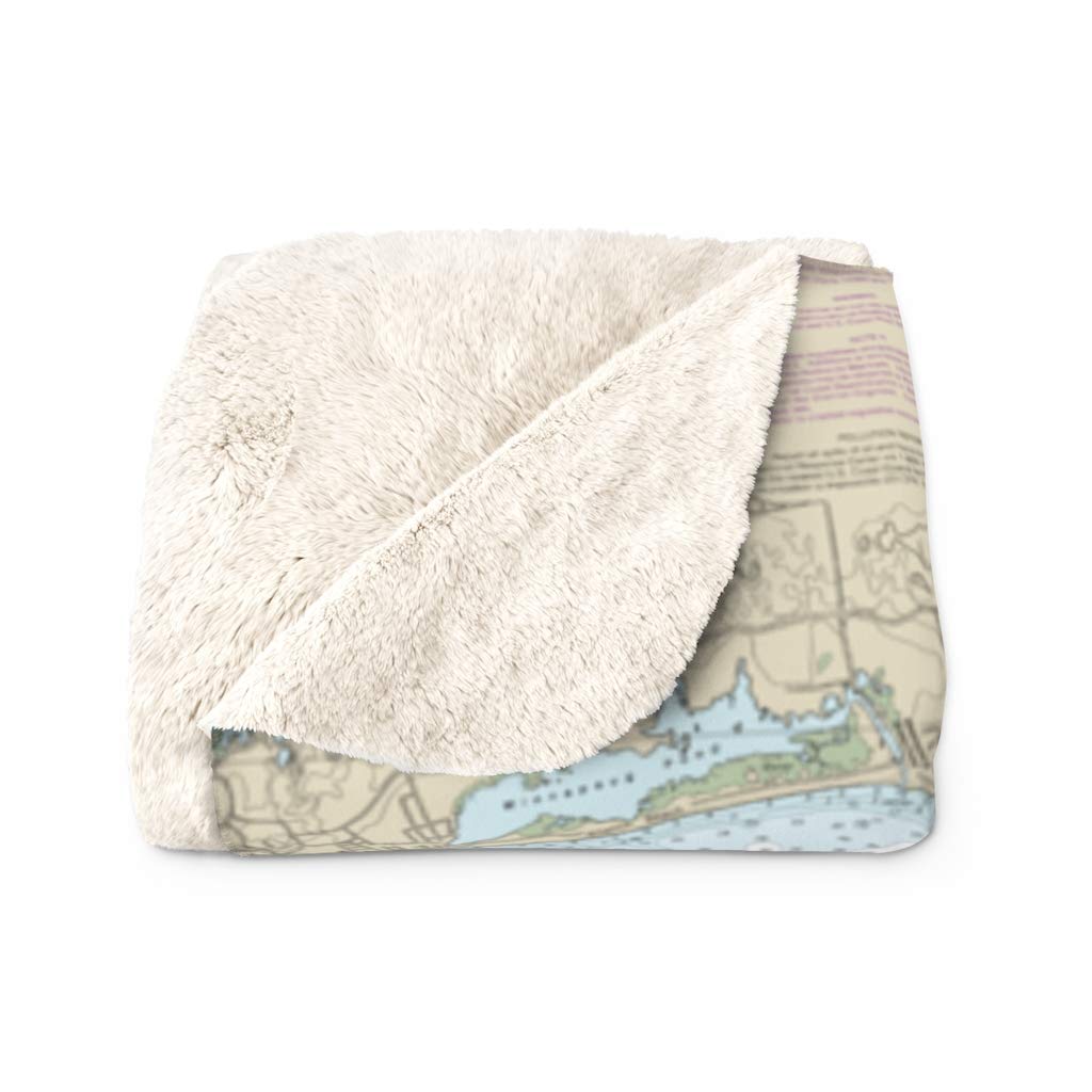 Block Island & Block Island Sound Nautical Chart Sherpa Fleece Blanket - 60