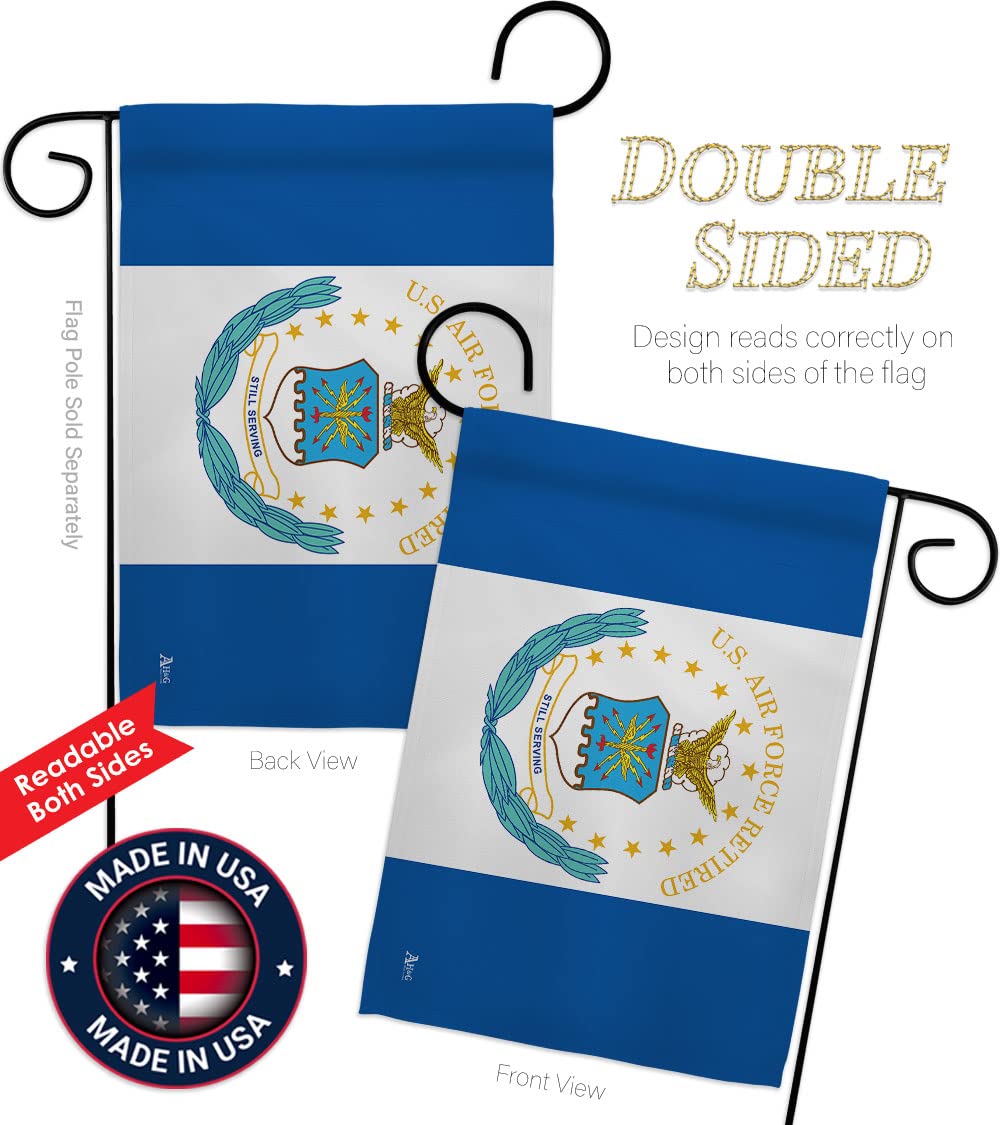 USAF Retired Military Garden Flag Set with Stand - Double-Sided Yard Decoration for Veterans