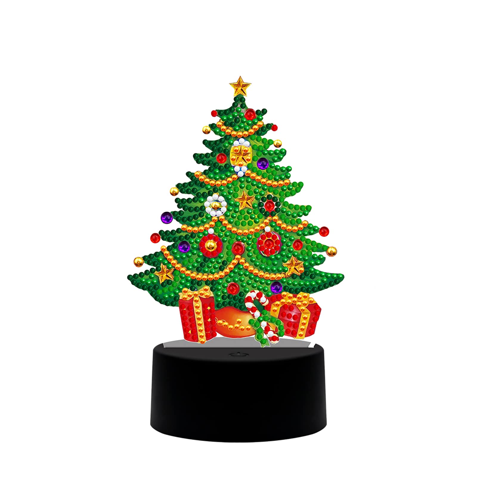 5D Diamond Painting Christmas Tree LED Night Light - DIY Crystal Art Crafts with 7 Color Changing Modes, USB/Battery Operated Touch Bedside Lamp for Home, Bedroom, Desk Decor - Perfect Holiday Gift & Cozy Nighttime Ambiance