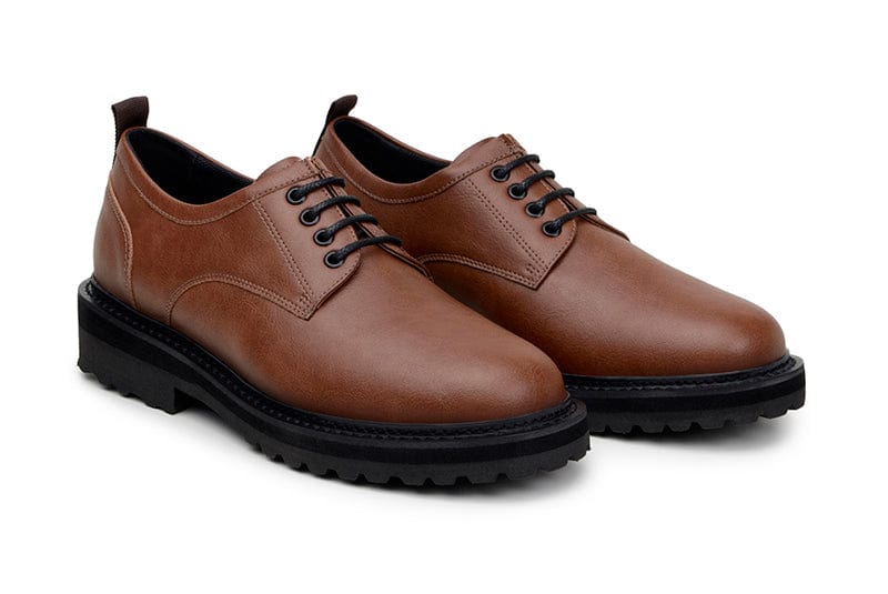 Vegan Leather Derby Shoes for Men & Women - Comfortable Brown Casual Shoes for Everyday Wear | Office, Walking, Travel & Outdoor Activities