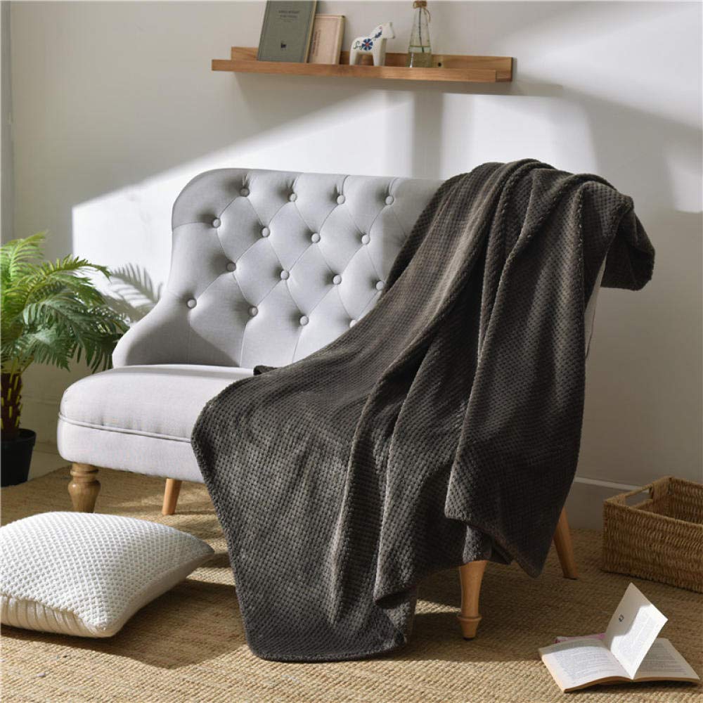 Super Soft Popcorn Textured Throw Blanket - Large 37.4x49.2in Cozy Sofa Bed Blanket for Winter, Dark Gray Pet-Friendly Blanket | Perfect for Living Room, Bedroom & Travel
