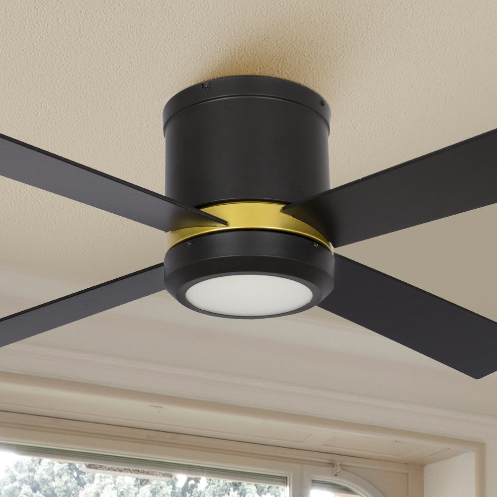 Arlo 52 Inch Smart Ceiling Fan with LED Light, Remote Control & Smart Wall Switch - Quiet Low Profile Design for Bedroom, Living Room & Office