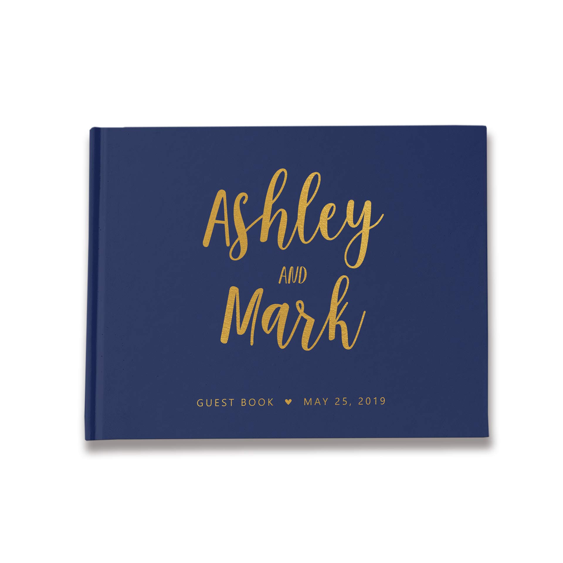 Elegant Navy Blue & Gold Wedding Guest Book - Personalized Sign-In Guest Book for Weddings, Bridal Showers & Anniversary Celebrations