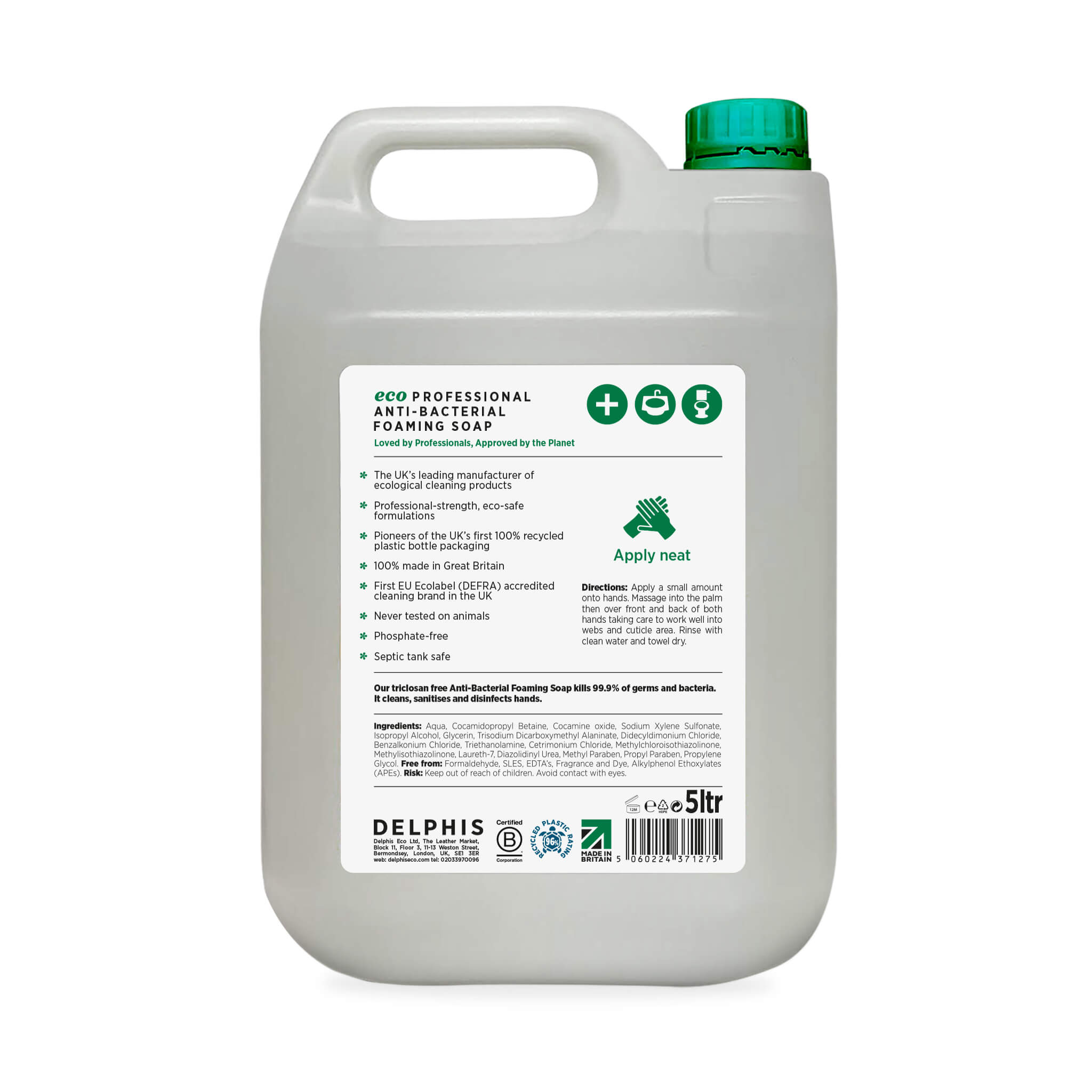 Commercial Antibacterial Foaming Soap 5L (Ready-to-Use) - Bulk Hand Soap for Restaurants, Hospitals & Public Spaces