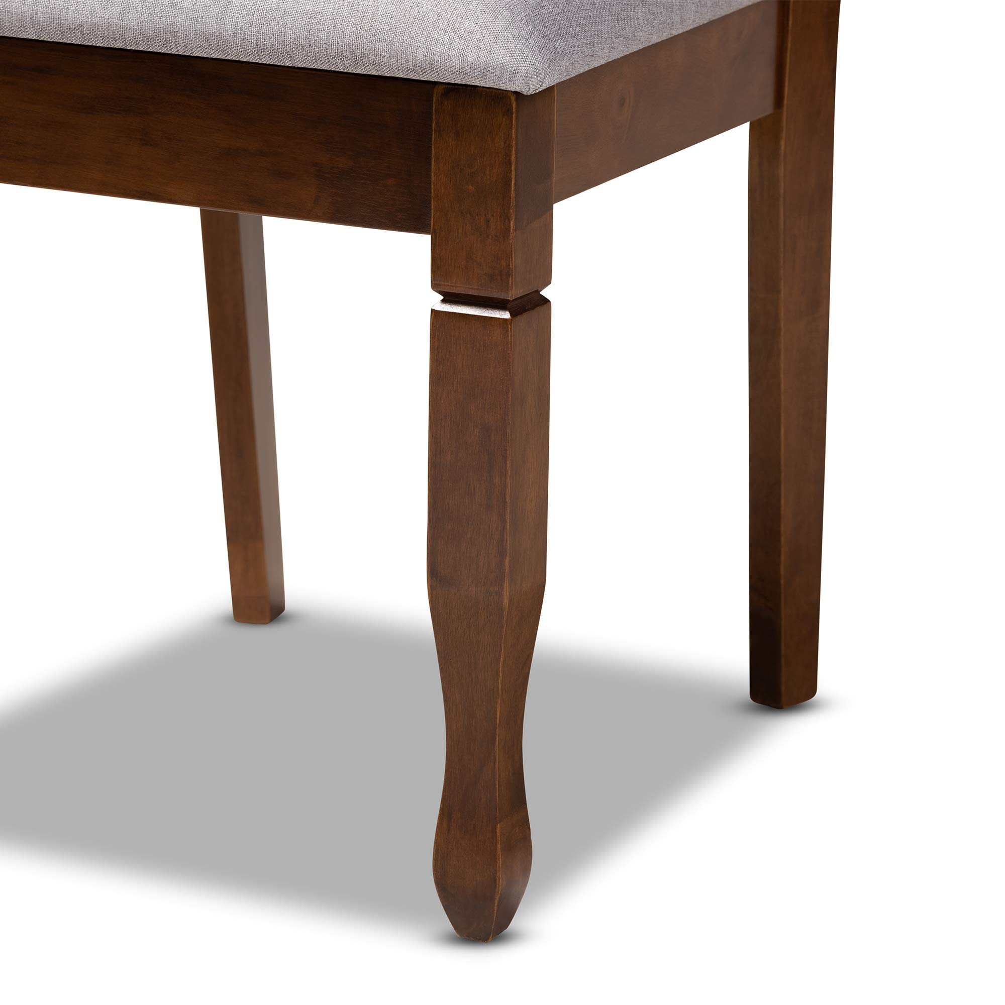 Baxton Studio Augustine 4-Piece Dining Chair Set - Grey Fabric Upholstered with Walnut Brown Wood Finish | Modern Kitchen & Dining Room Furniture for Home Decor