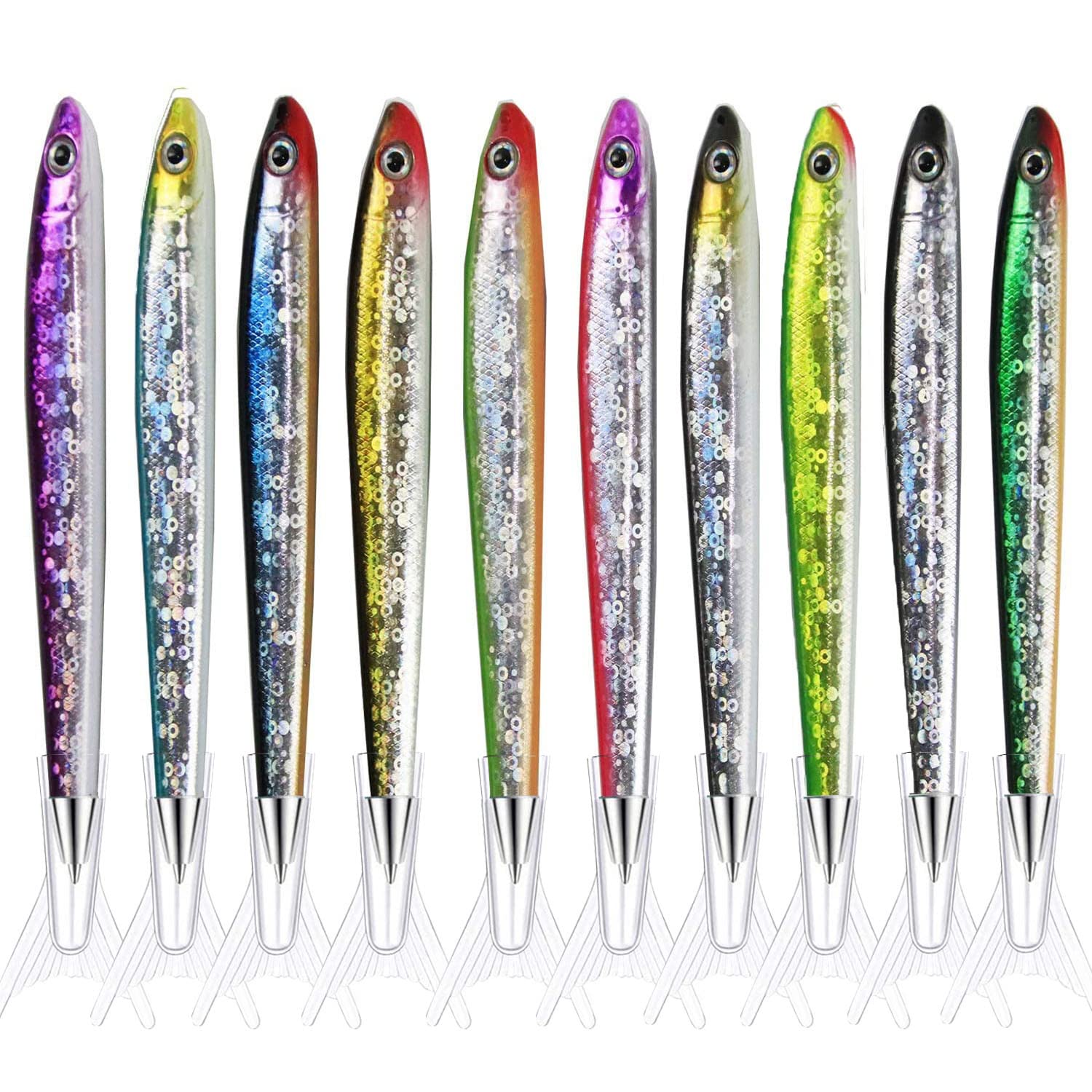 Glitter Fish Pens 10 Pack - Creative Decorative Pens for Parties, School, Office & Gifts | Fun Fish-Themed Writing Supplies for Kids & Adults