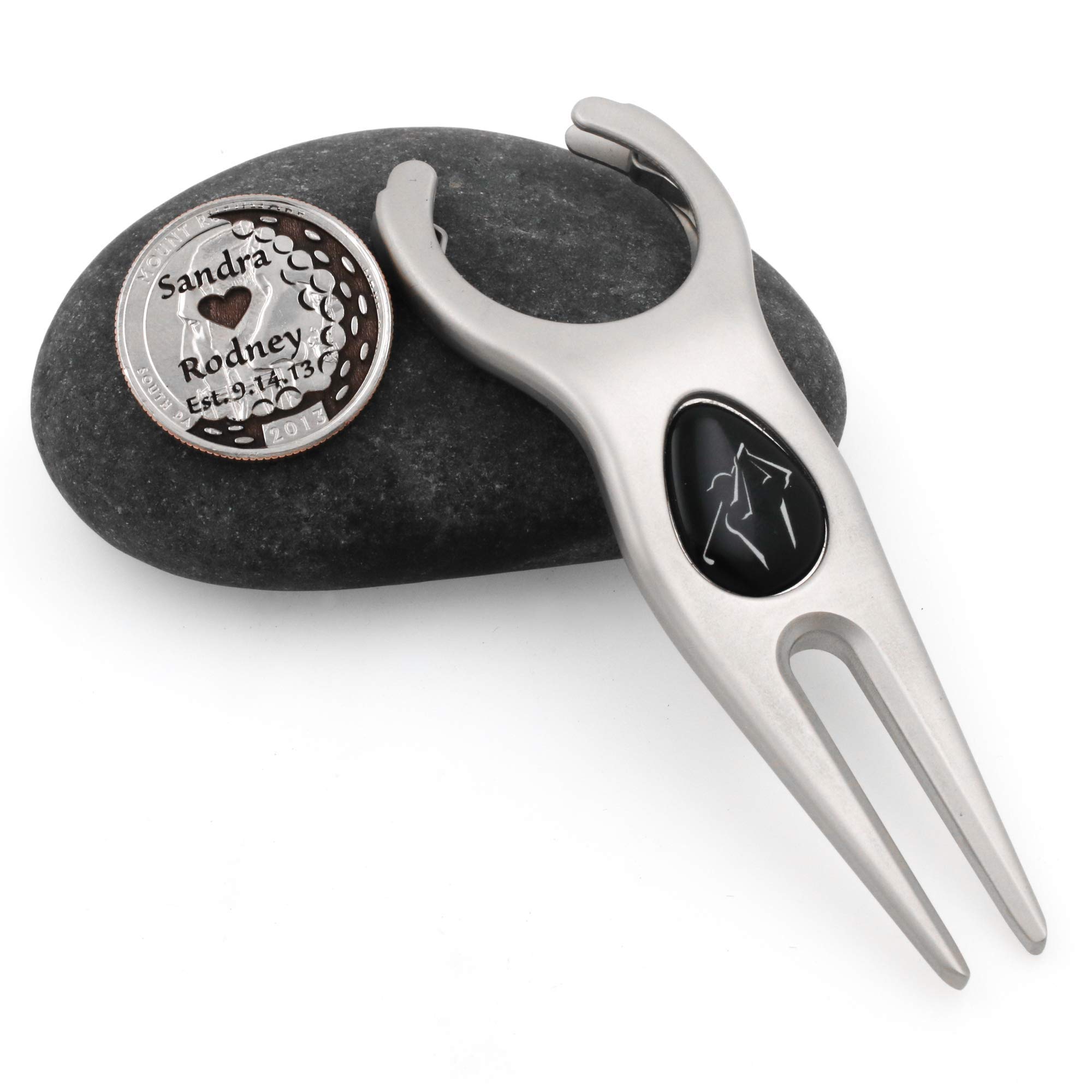 Personalized Anniversary Golf Ball Marker - Custom Engraved with Names, Date & Heart - Unique Wedding Gift & Golf Divot Tool by NameCoins | Perfect for Couples, Golfers & Special Occasions