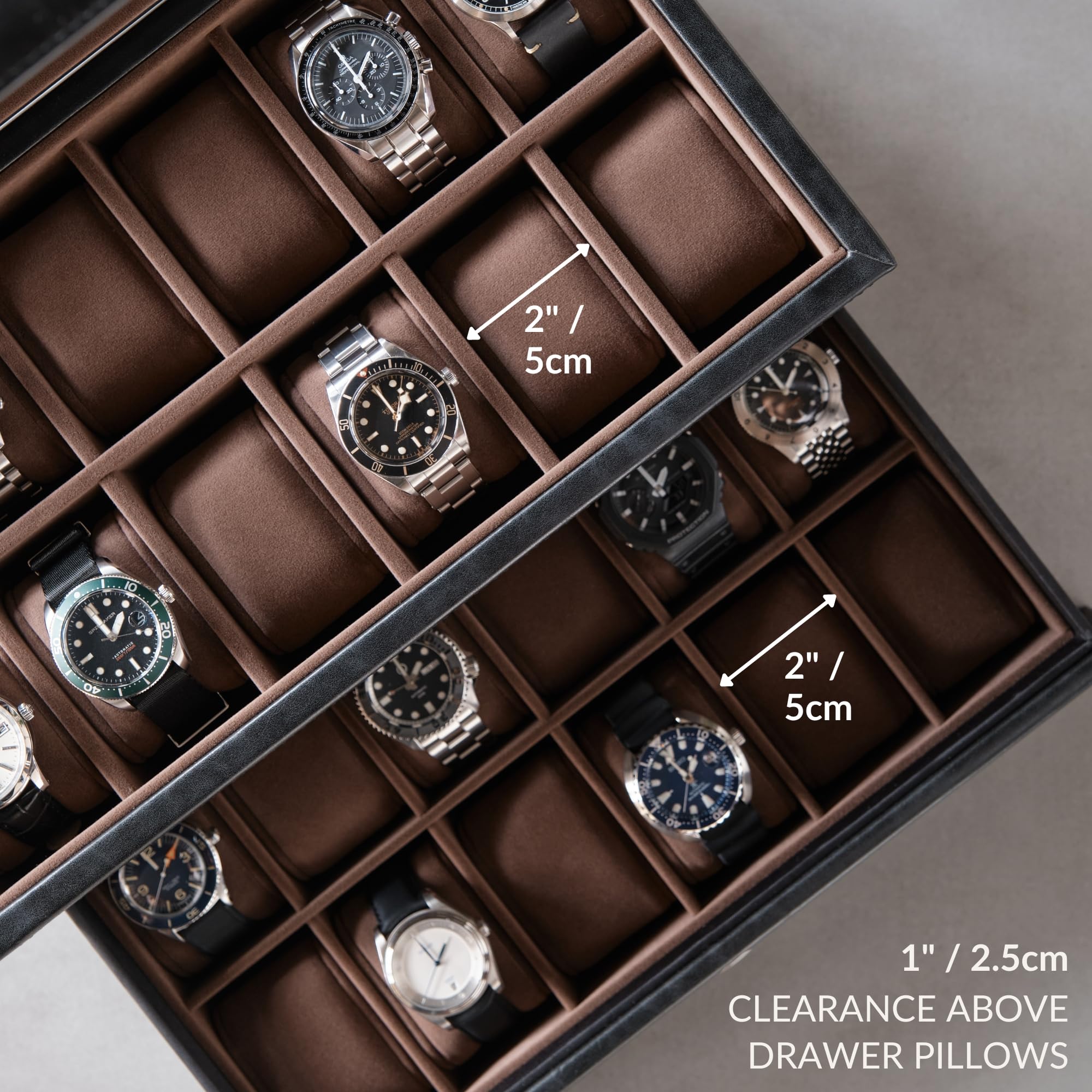 TAWBURY 24 Slot Luxury Watch Box Organizer for Men - Premium Wooden Watch Display Case with Glass Top | Perfect for Watch Collection, Storage & Travel | Gift for Watch Enthusiasts