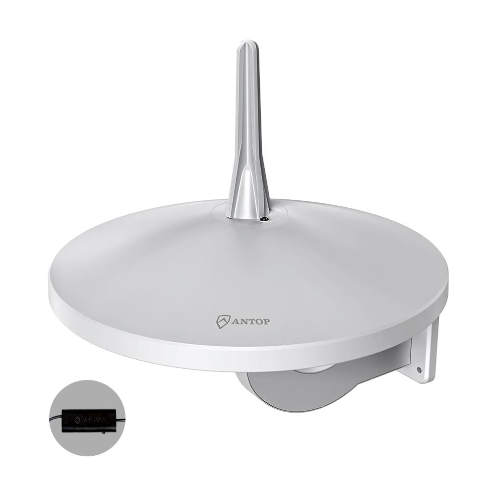 ANTOP UFO Dual Omni AT 415B Outdoor Smartpass Amplified HDTV Antenna - 360° Reception for 4K Ultra HD, 150+ Miles Range - Perfect for Rural Areas, RV Camping & Home Theater Setup