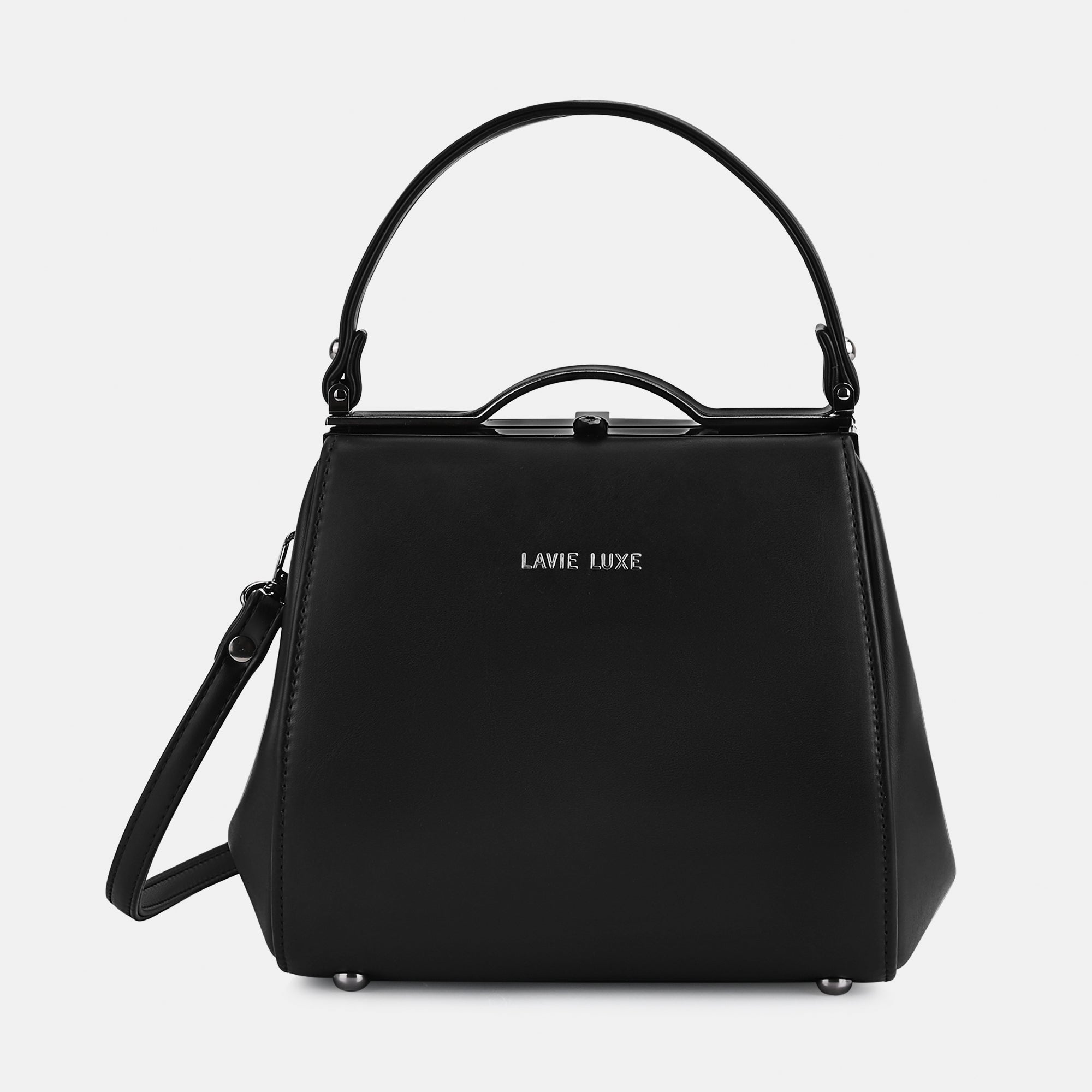 Lavie Luxe Fluff Frame Black Medium Women's Framed Handbag - Stylish Crossbody Purse for Everyday Use, Work & Travel