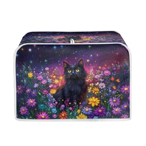 Black Cat Colorful Daisy Flower