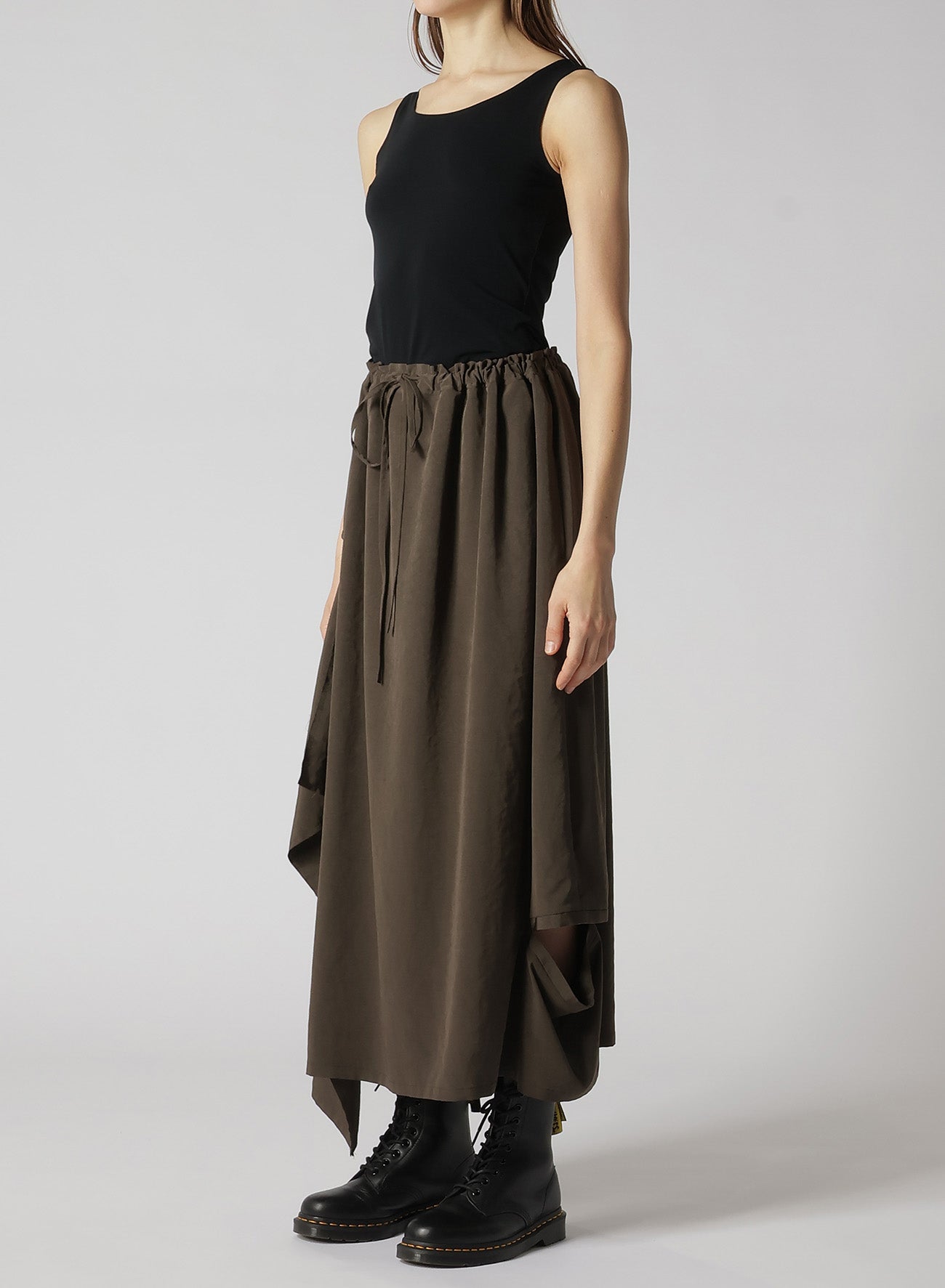CREPE de CHINE RIGHT DRAPE SKIRT - Flowy A-Line Midi Skirt for Women | Elegant Office Wear & Casual Outfits | Perfect for Work, Dates & Special Occasions