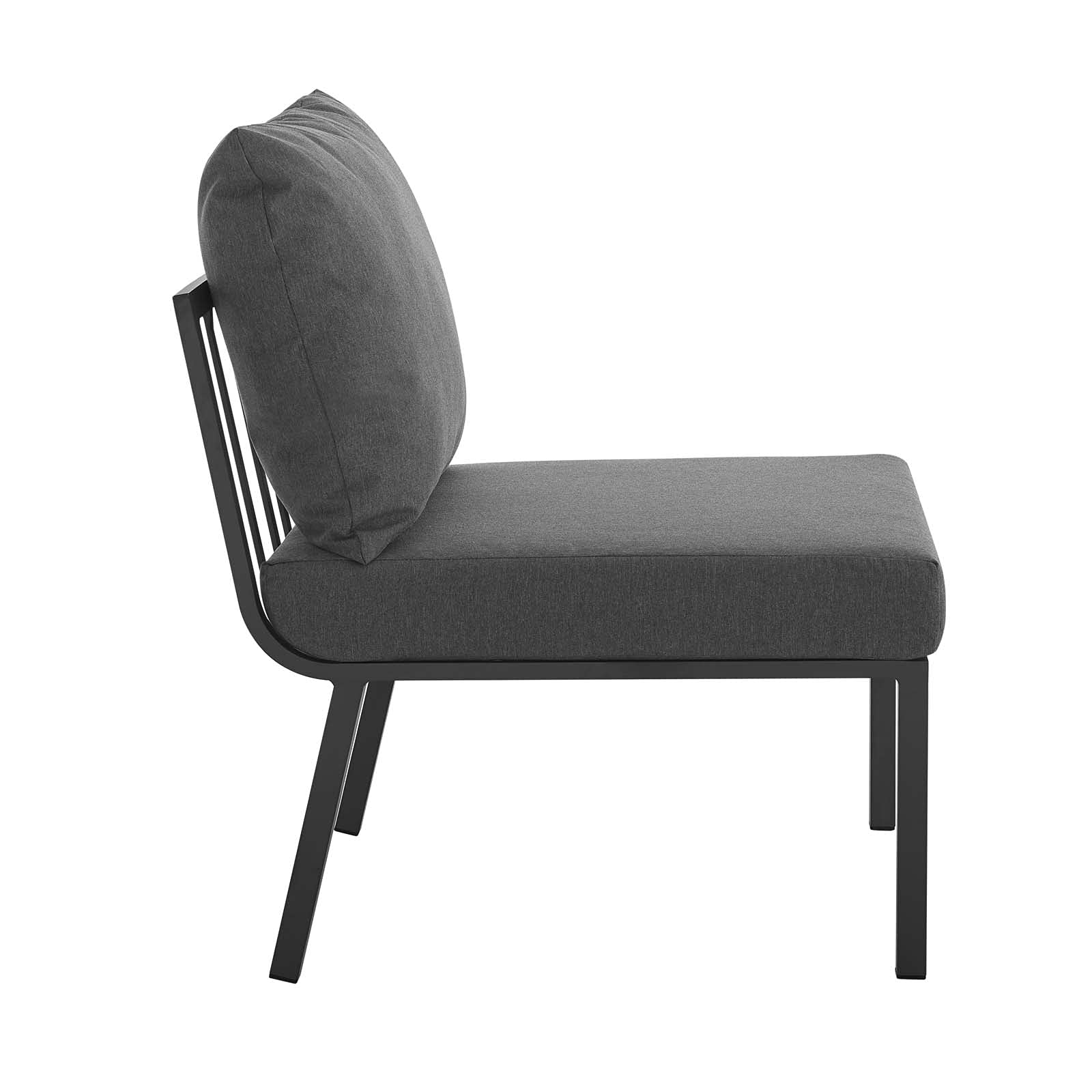 Modway Riverside Outdoor Armless Chair - Gray Charcoal Patio Furniture for Poolside, Deck & Garden Relaxation