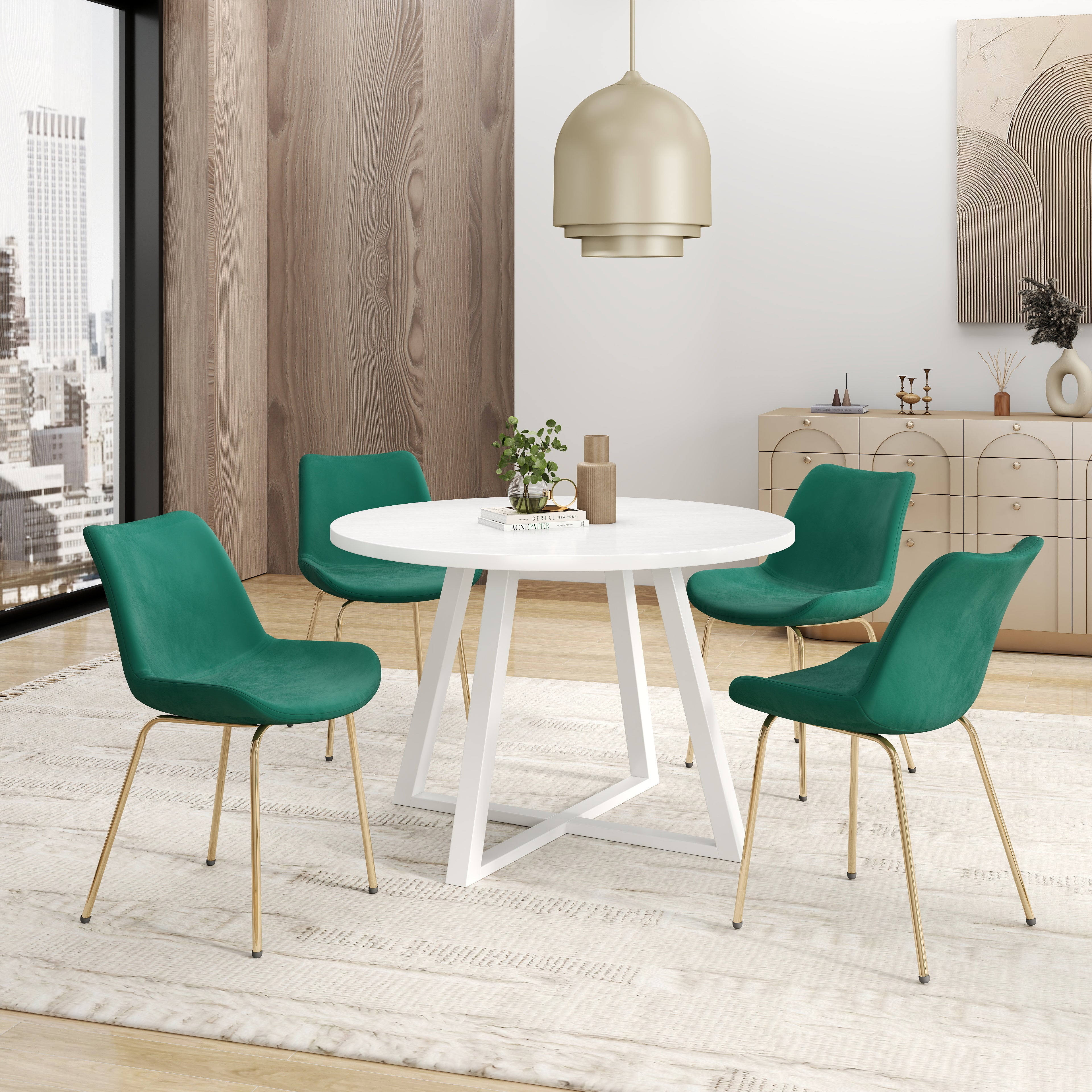 Roundhill Furniture Avant 5-Piece Round Dining Set with Table and 4 Side Chairs - Perfect for Small Spaces, Breakfast Nooks & Intimate Gatherings