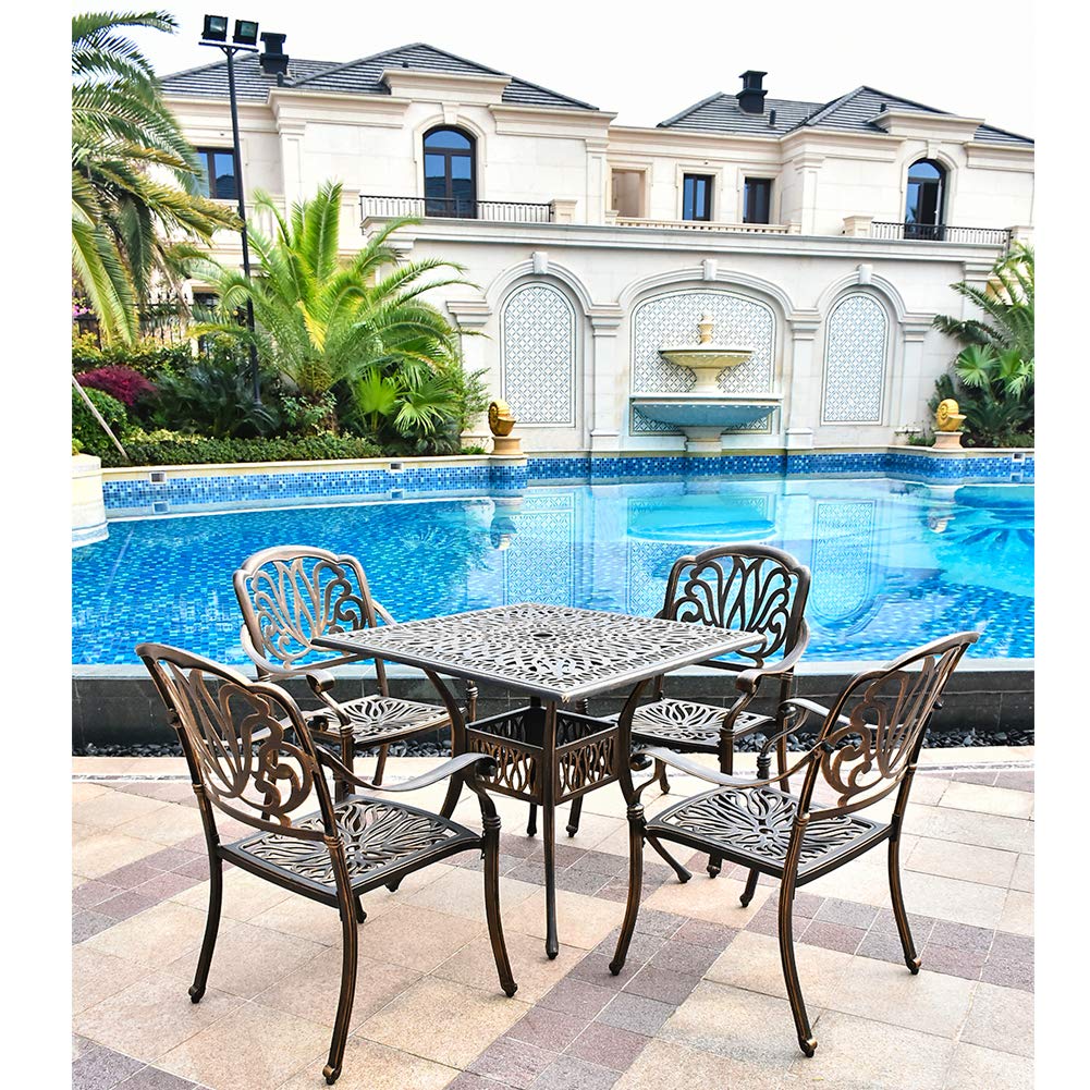 TITIMO 2-Piece Outdoor Patio Dining Chair Set - Cast Aluminum Bistro Chairs for Garden, Deck, Balcony - Antique Bronze Finish - Perfect for Backyard Dining, Coffee Break & Outdoor Relaxation (Cushions Not Included)