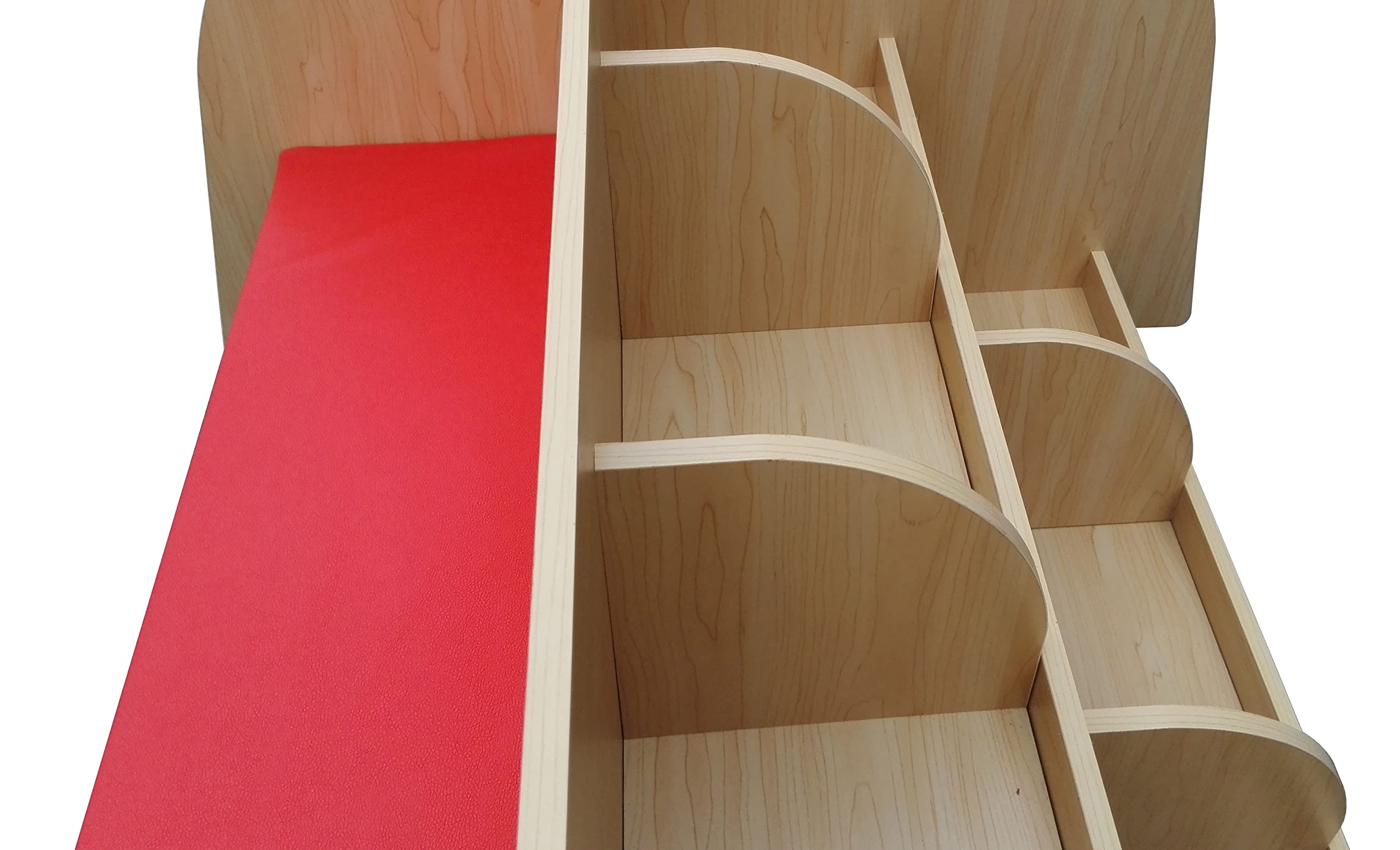 FixtureDisplays® Solid Wood Bookcase with Seat Cushion - Kids Bookshelf Bench with Storage, Natural Maple Finish - Perfect for Nursery, Playroom & Bedroom Organization