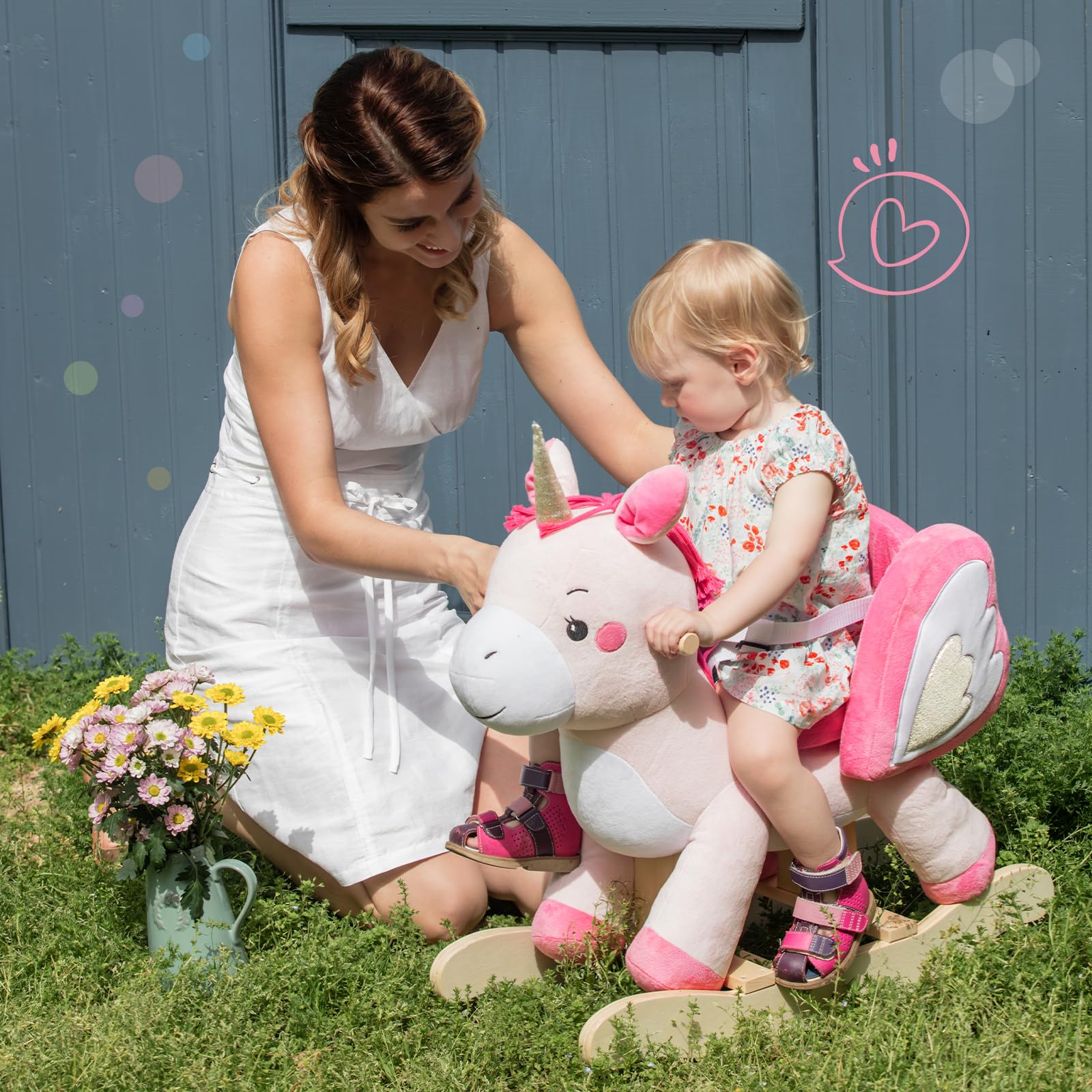 Labebe Baby Rocking Horse - Plush Unicorn Ride-On Toy for Infants 6 Months to 3 Years | Soft Animal Rocker for Toddlers (Pink) | Perfect for Playtime, Nursery Decor & First Birthday Gifts