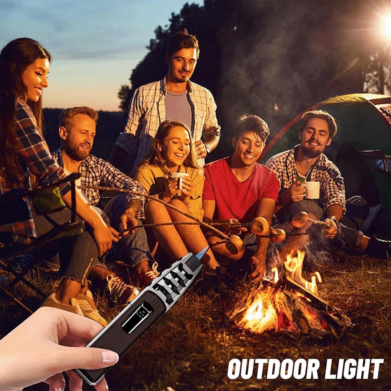 Fire Blaze Electric Lighter - Dual Arc Torch (Gray/Walnut) for Camping & BBQ
