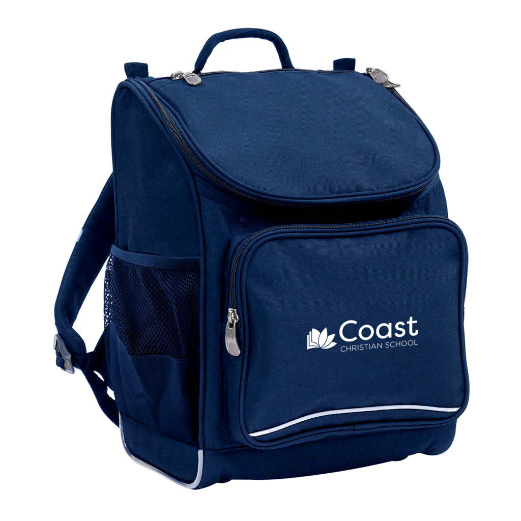 Coast Christian School Mighty Tuff Pack PRIMARY 24LTR Navy Backpack - Durable School Bag for Kids & Teens, Perfect for Daily Use, Travel, and Outdoor Activities