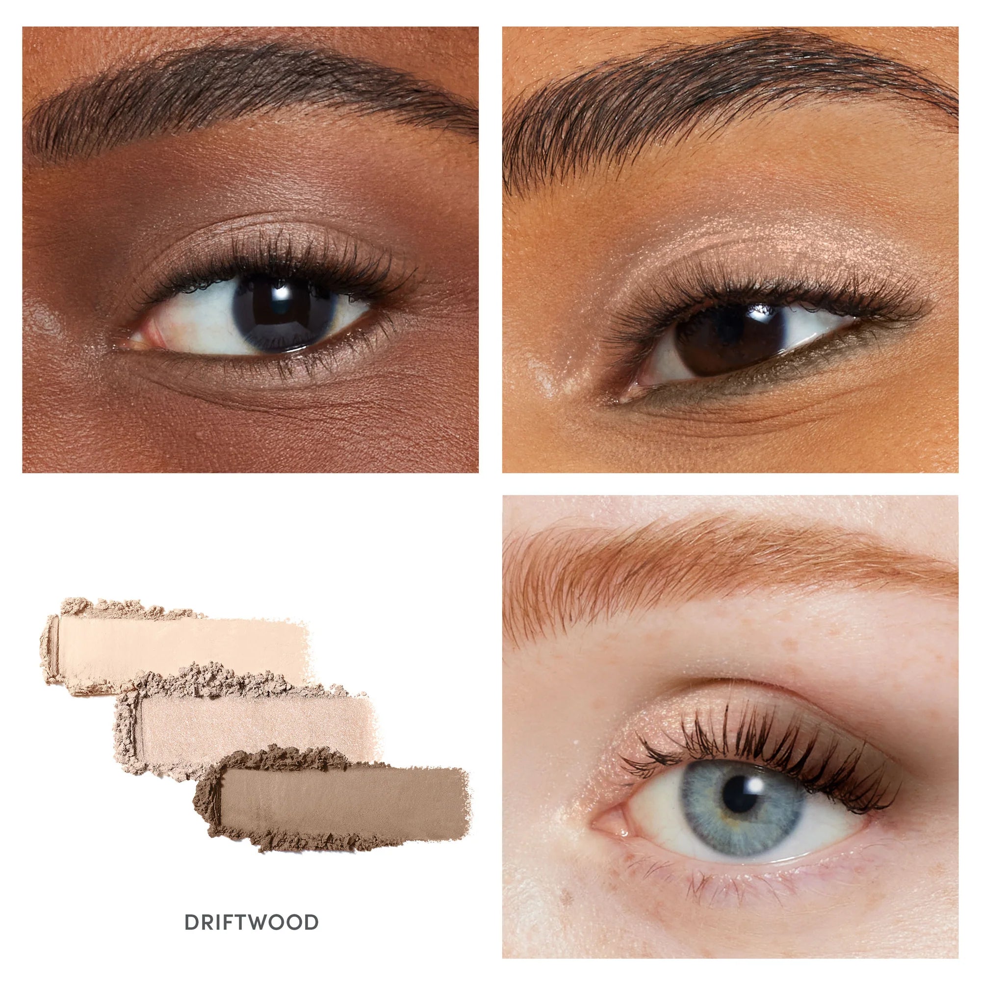 Elemental Nudes Driftwood Triple Eyeshadow Palette - Natural Earth Tones for Day & Night Makeup Looks | Vegan & Cruelty-Free