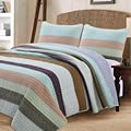 100% Cotton King Size Striped Quilt Set - 3 Piece Bedding Set for Bedroom | Soft & Breathable Comforter Cover for Cozy Sleep