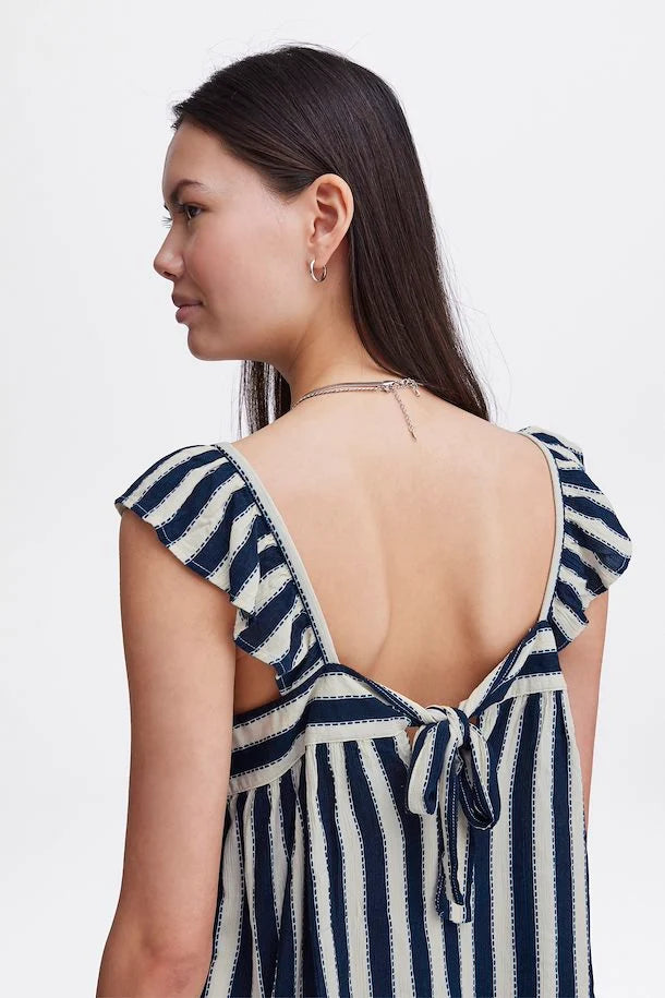 Marrakech Square Neck Top - Total Eclipse Stripe Women's Fashion Blouse | Boho Chic Summer Tops for Beach, Vacation & Casual Outings