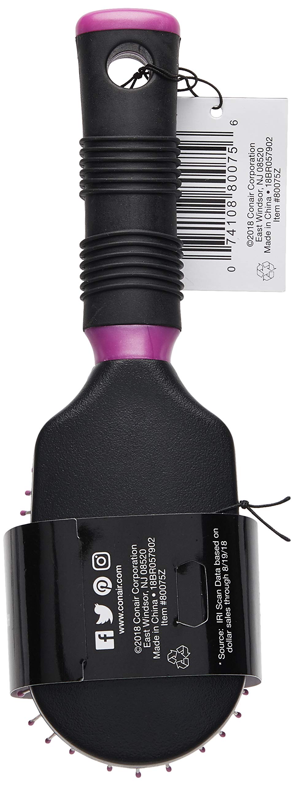 Conair Pro Hair Brush with Cushion Bristles - Compact Purse Size Travel Hairbrush for Smoothing & Detangling - Perfect for On-the-Go Styling, Travel, Gym & Everyday Use