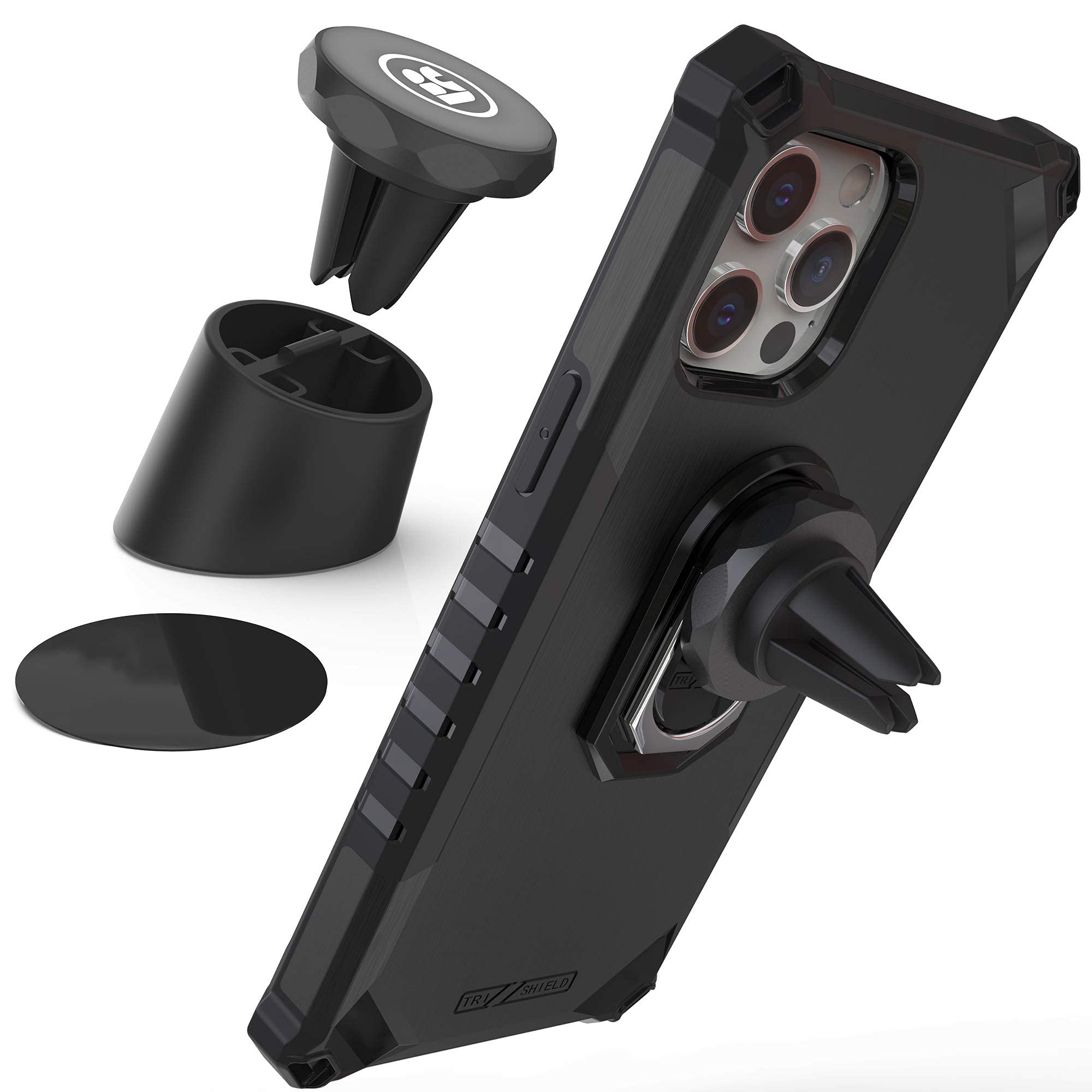 Tri-Shield 2.0 Magnetic Phone Case for iPhone 12 Pro Max - Military Grade Protection with Built-in Kickstand & Air Vent Car Mount - Perfect for Driving, Travel, and Everyday Use