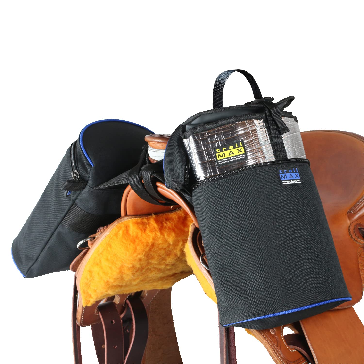 TrailMax Large Horn Saddle Bags for Horses - Durable 600D Polyester Western & Endurance Riding Bags with Double-Stitched Construction | Perfect for Trail Rides, Camping Trips & Long-Distance Horseback Adventures