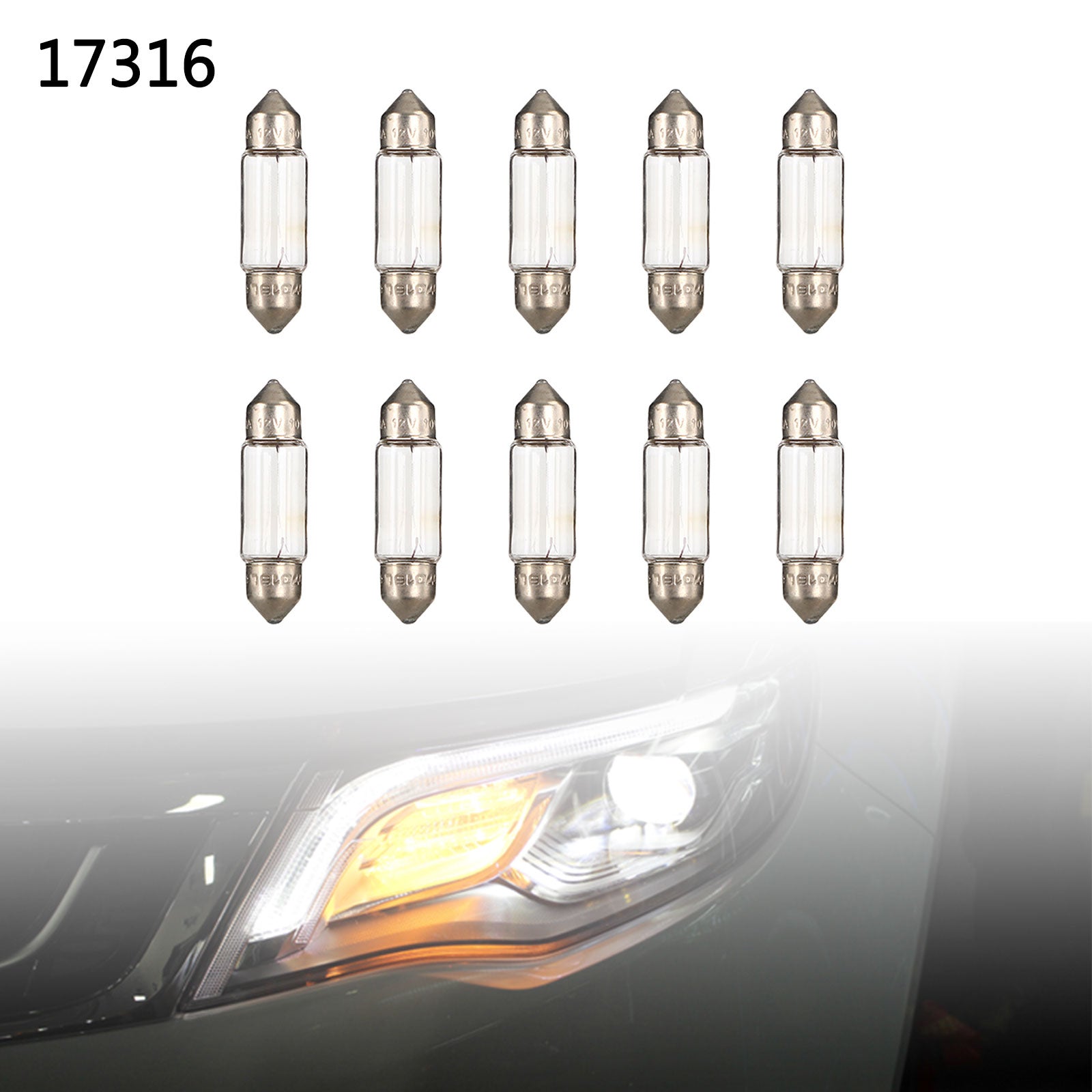 10x NARVA 17316 Car Auxiliary Bulbs SV8.5 12V10W - Replacement for Interior Dome Lights, Map Lights & Trunk Lighting - Perfect for Cars, Trucks & SUVs