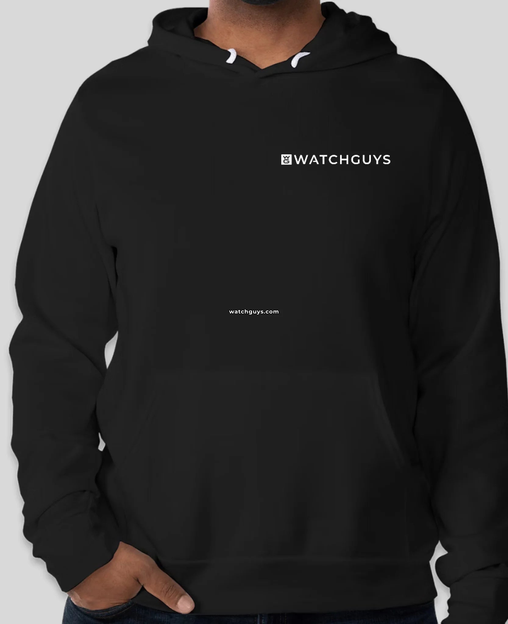 WatchGuys Men's Black Hoodie - Stylish & Comfortable Pullover Sweatshirt for Casual Wear, Gym & Outdoor Activities