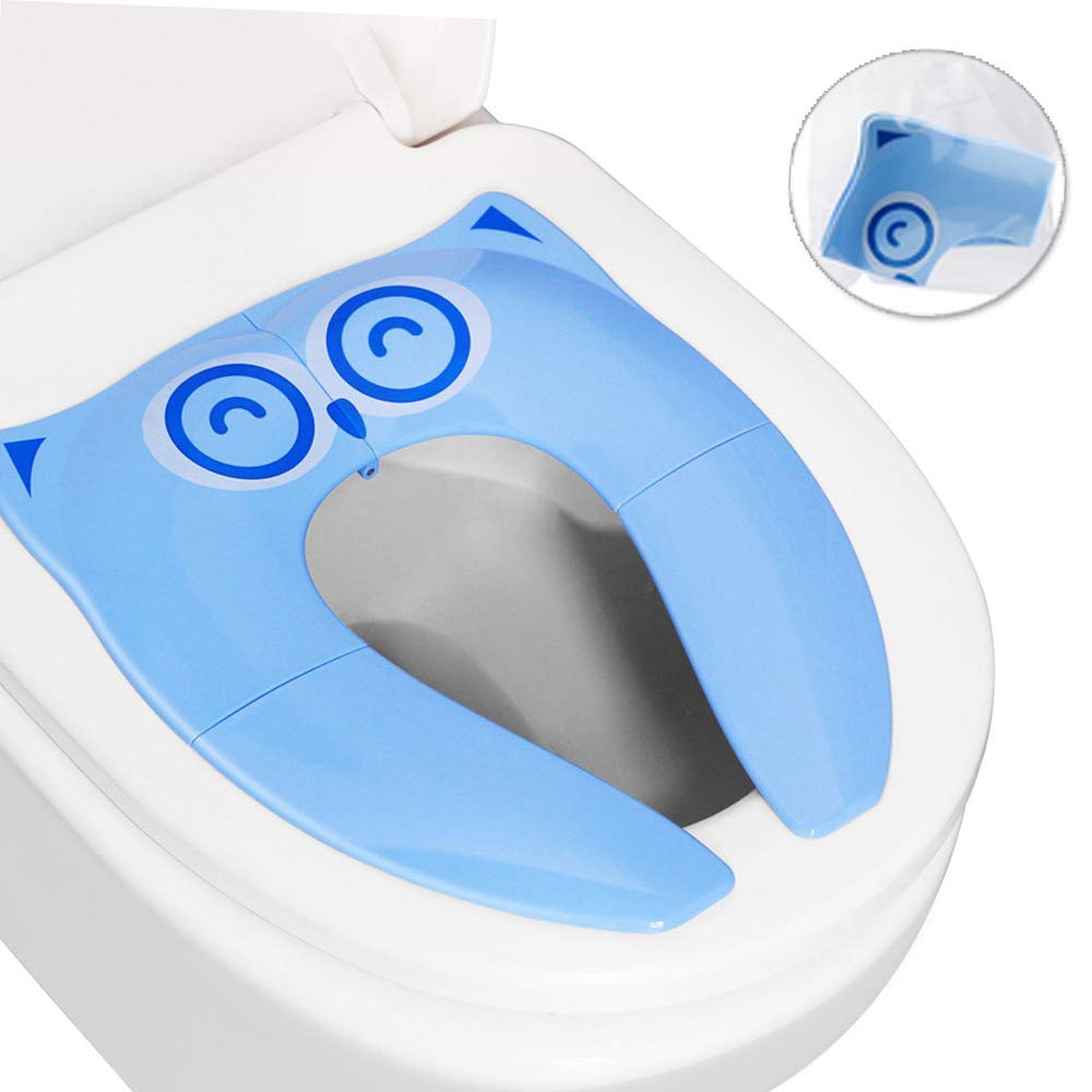 Upgraded Kids Folding Toilet Seat with Non-Slip Silicone Pads - Portable & Reusable Potty Training Seat Cover with Carry Bag for Toddlers & Babies (Yellow) - Perfect for Travel, Home & Daycare Use