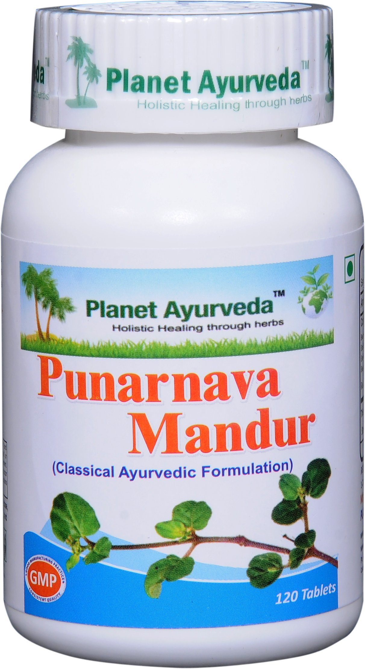 Planet Ayurveda Punarnava Mandur Herbal Tablets - 100% Natural Liver & Blood Support (2 Bottles, 120 Tablets Each) for Detox & Energy Boost | Ayurvedic Supplement for Fatigue & Anemia Relief