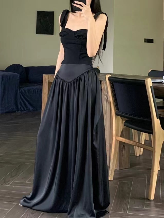 Lovevop Elegant Silk Lace-Up Camisole & A-Line Skirt 2-Piece Set - Perfect for Date Nights, Cocktail Parties & Formal Events